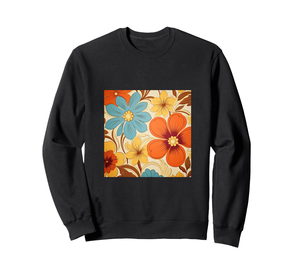70S Wallpaper Flowers Floral Pattern Sweatshirt - Custom Art Print Unisex - T-Shirt, Sweatshirt, Hoodie