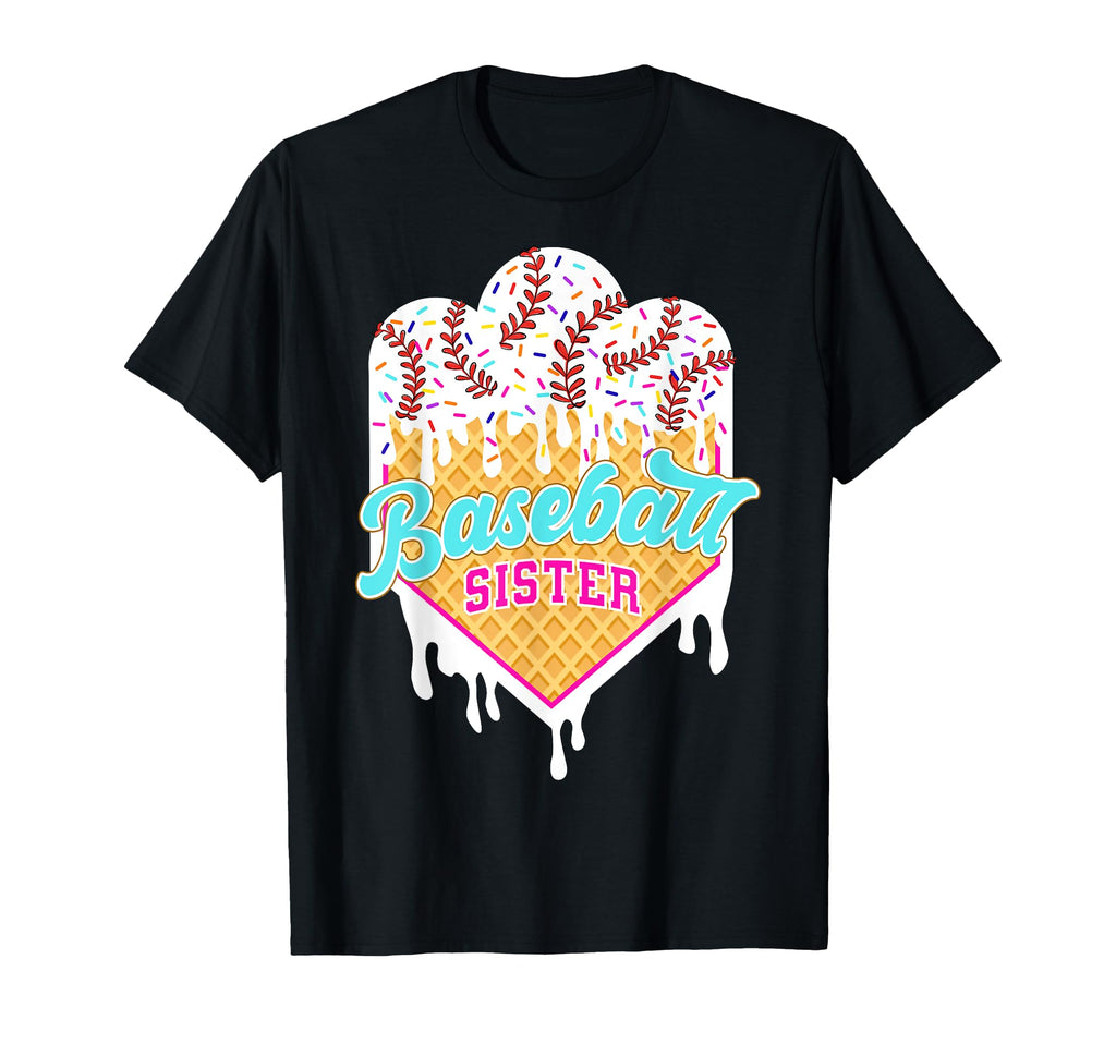 Baseball Sister Ice Cream Drip Sweet T-Shirt - Trendy Graphic for Adults - T-Shirt, Sweatshirt, Hoodie