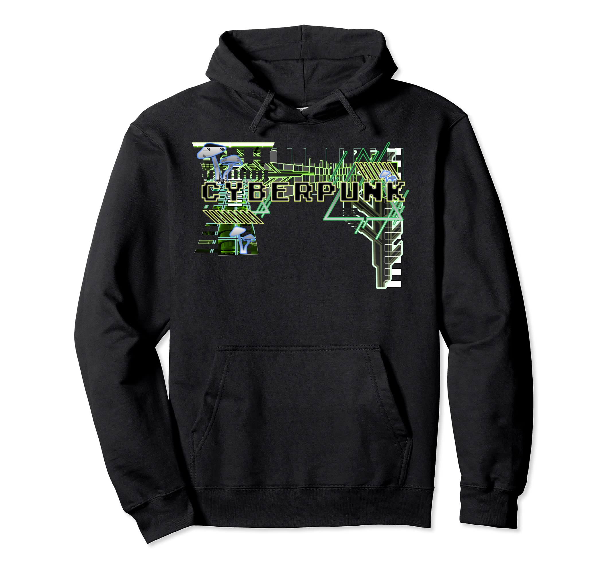 Cyberpunk Aesthetic Mushroom Hoodie - Fun Novelty Design for Adults - T-Shirt, Sweatshirt, Hoodie