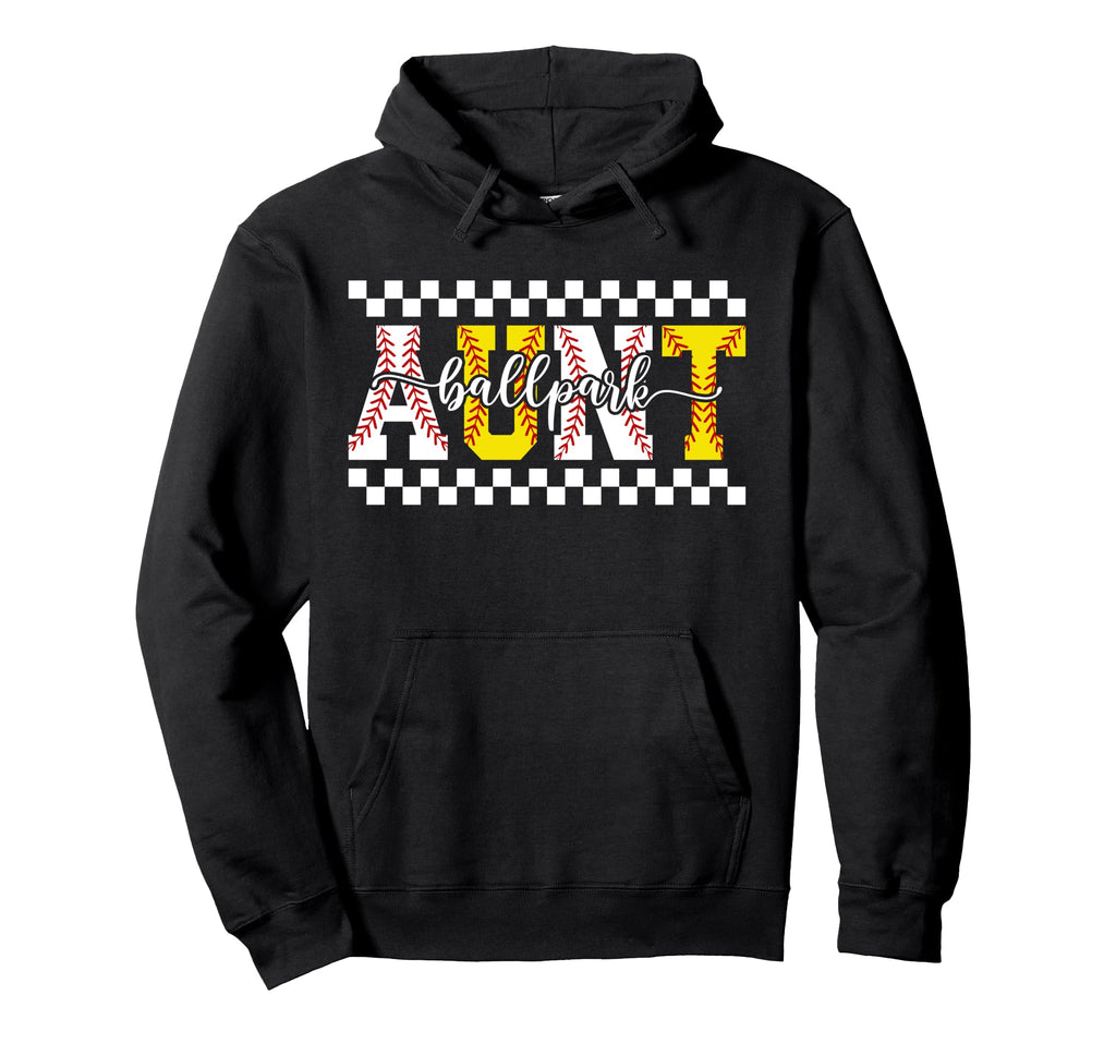 Ballpark Aunt Boho Softball Baseball Aunt Hoodie - Unique Graphic Unisex - T-Shirt, Sweatshirt, Hoodie