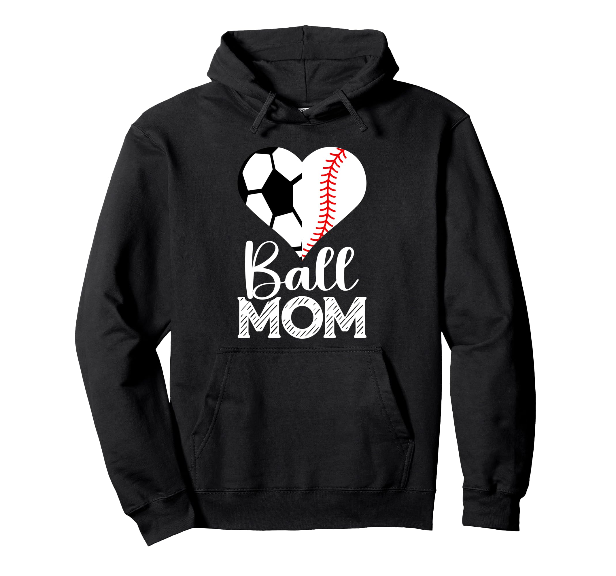 Ball Mom Soccer Baseball Heart Sports Mama Hoodie - Minimalist Print Unisex - T-Shirt, Sweatshirt, Hoodie