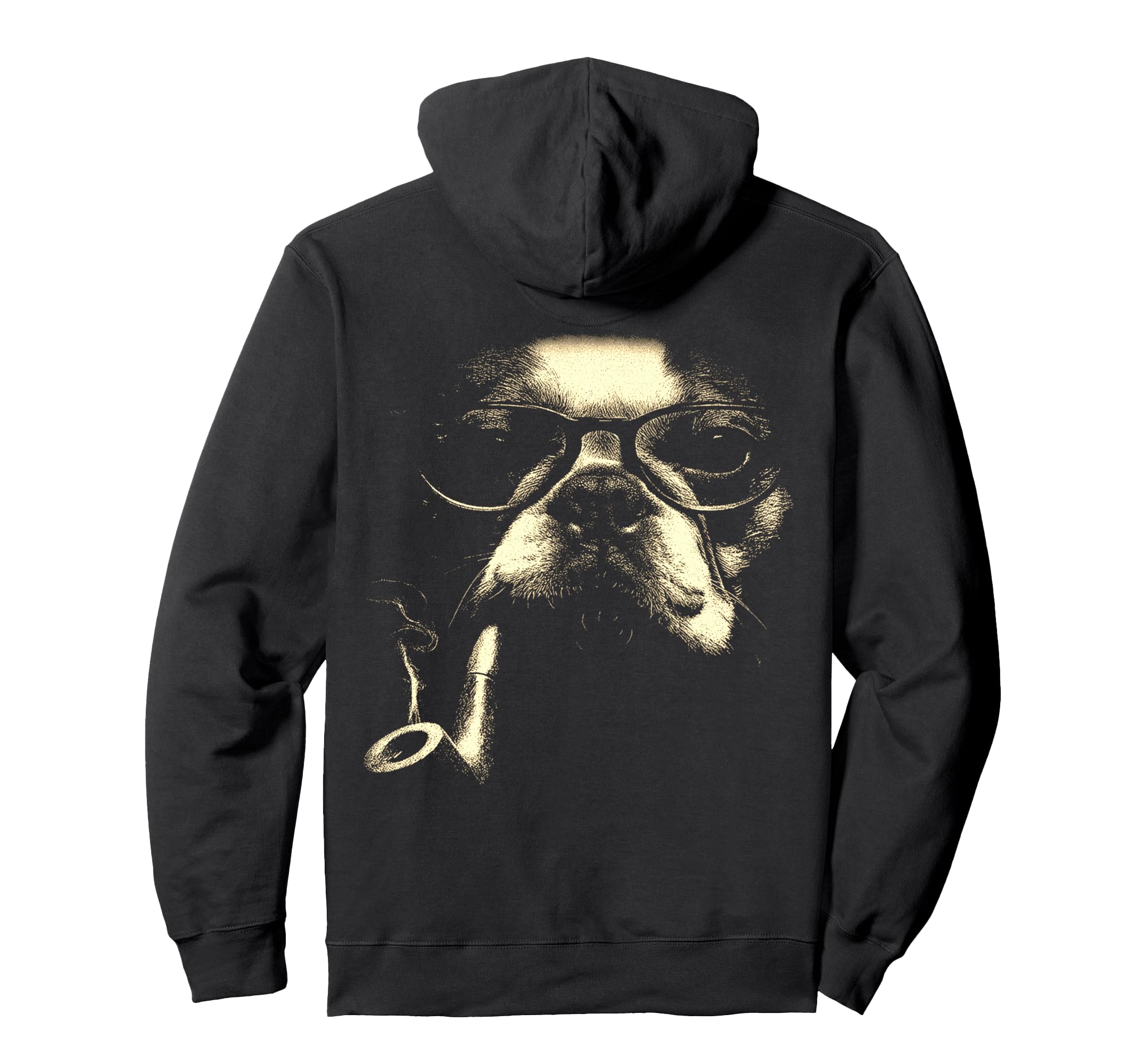 French Bulldog Glasses Smoking Pipe Hoodie - Minimalist Print for Adults - T-Shirt, Sweatshirt, Hoodie