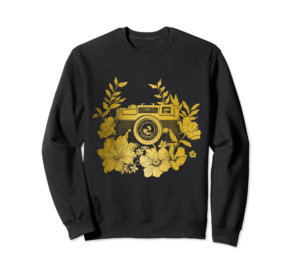 Photographer Camera Flowers Sweatshirt - Casual Everyday Wear Men Women - T-Shirt, Sweatshirt, Hoodie
