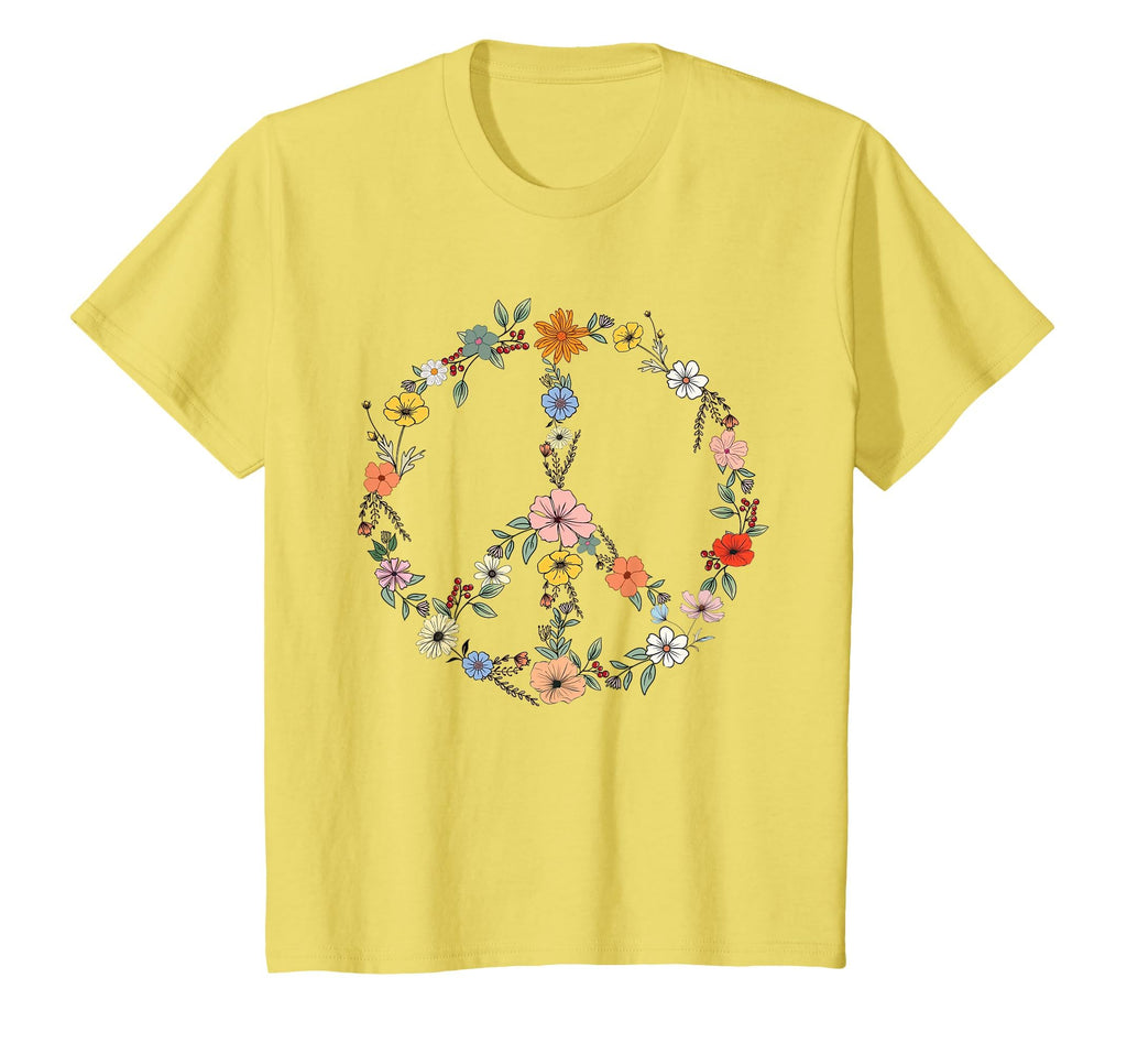 Floral Peace Sign Boho Teens T-Shirt - Casual Everyday Wear for Adults - T-Shirt, Sweatshirt, Hoodie