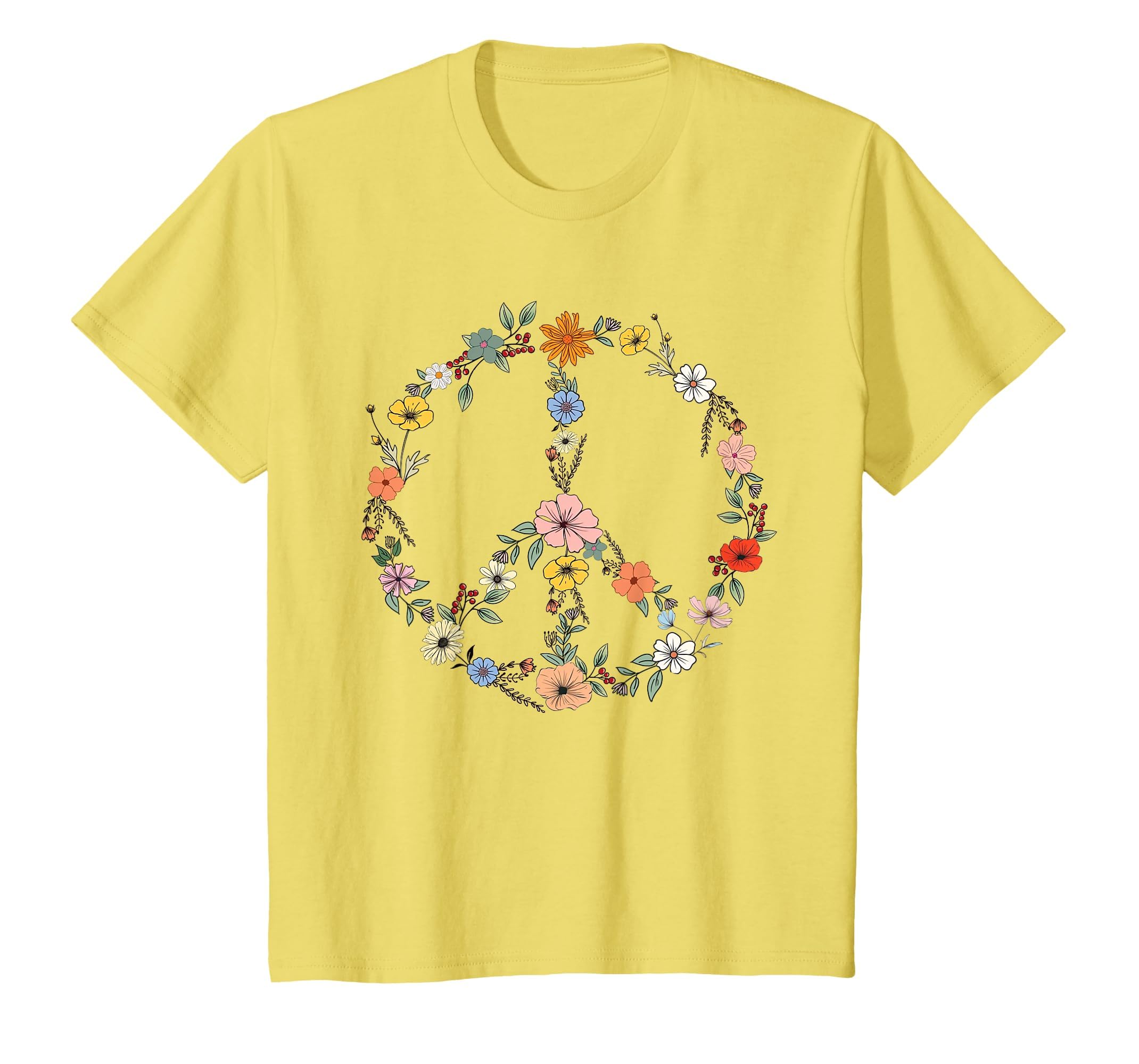Floral Peace Sign Boho Teens T-Shirt - Casual Everyday Wear for Adults - T-Shirt, Sweatshirt, Hoodie