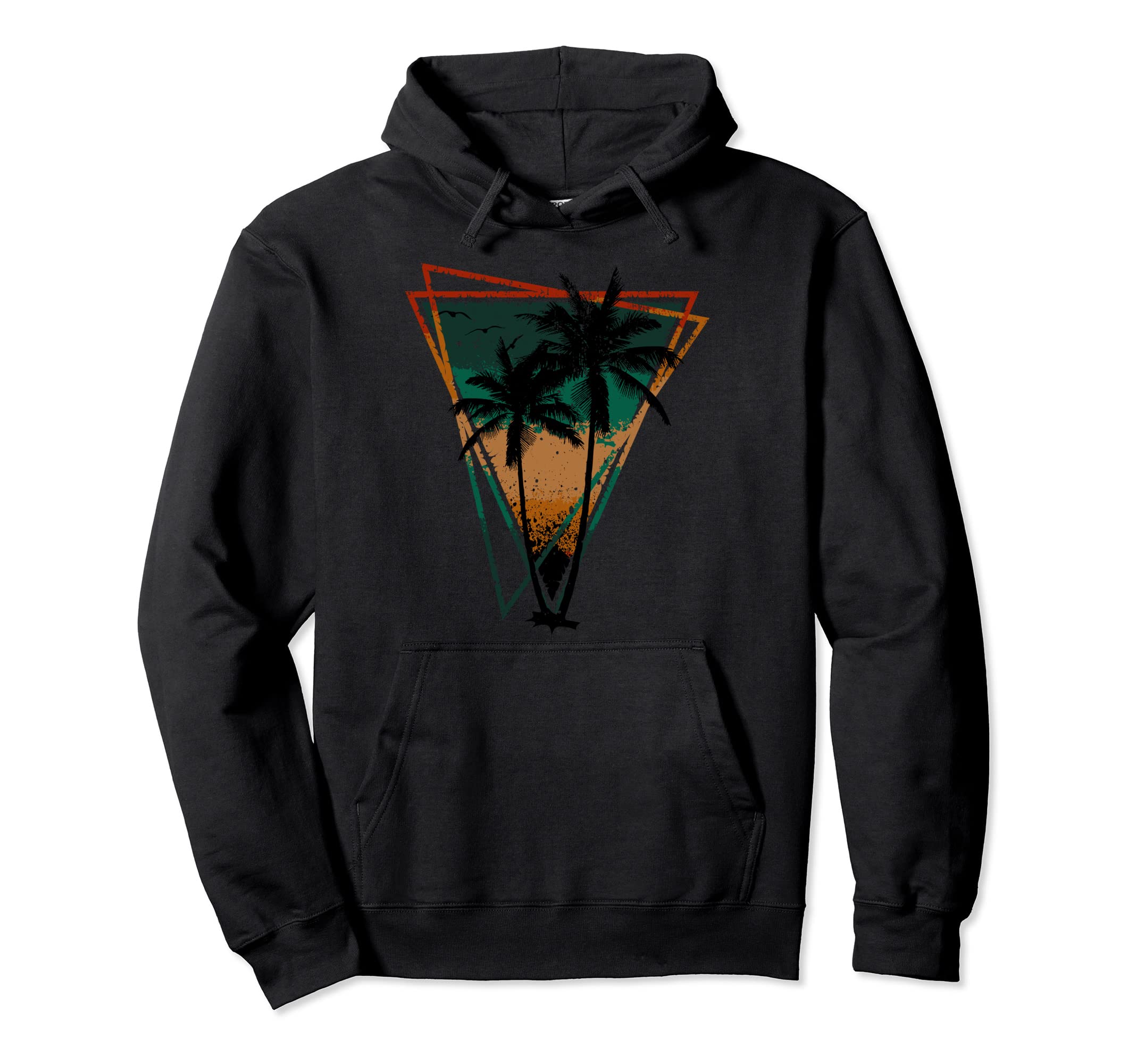Summer Palm Trees Distressed Hoodie - Fun Novelty Design for Adults - T-Shirt, Sweatshirt, Hoodie