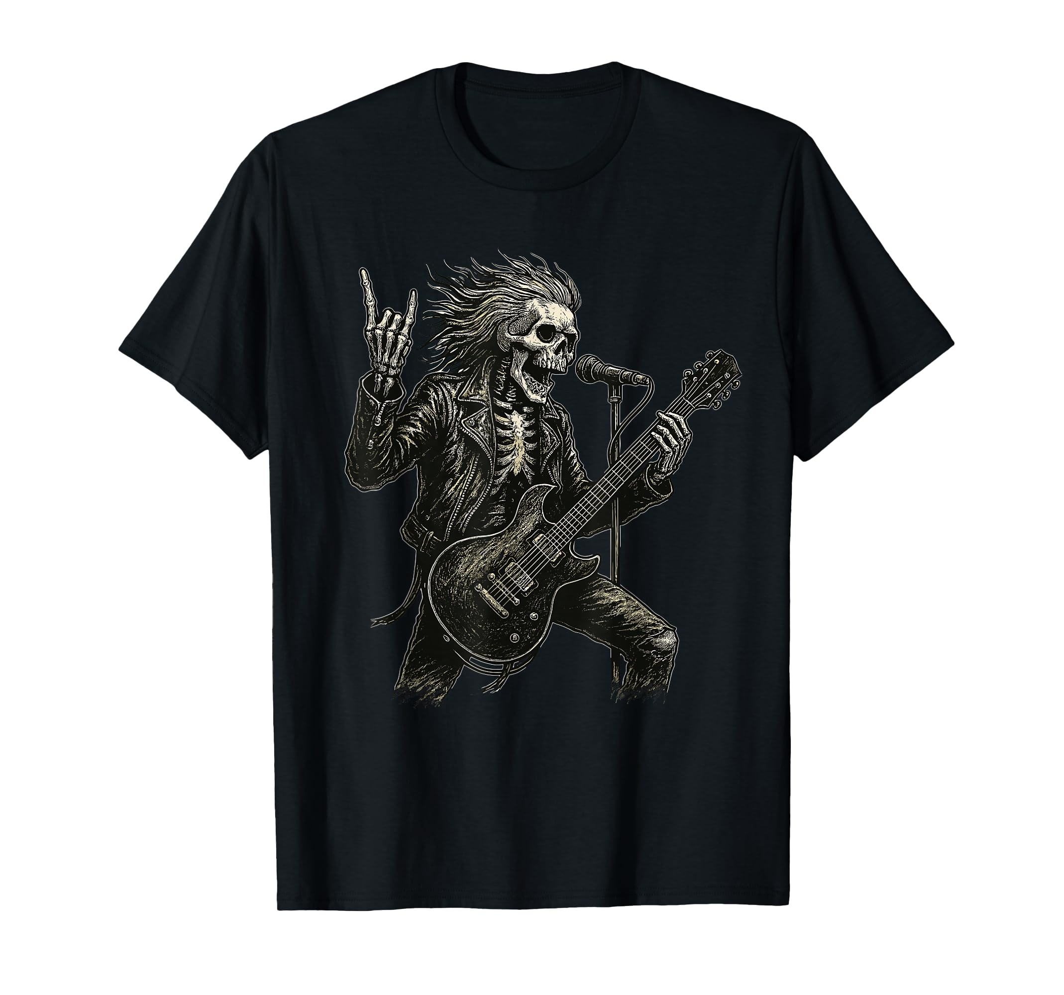 Rock Skeleton Hand Guitar Singer T-Shirt - Streetwear Style Men Women - T-Shirt, Sweatshirt, Hoodie