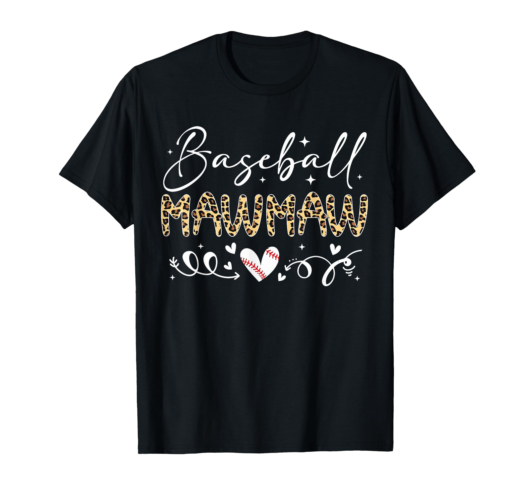 Baseball Mawmaw Leopard Baseball Heart T-Shirt - Graphic Print Unisex - T-Shirt, Sweatshirt, Hoodie
