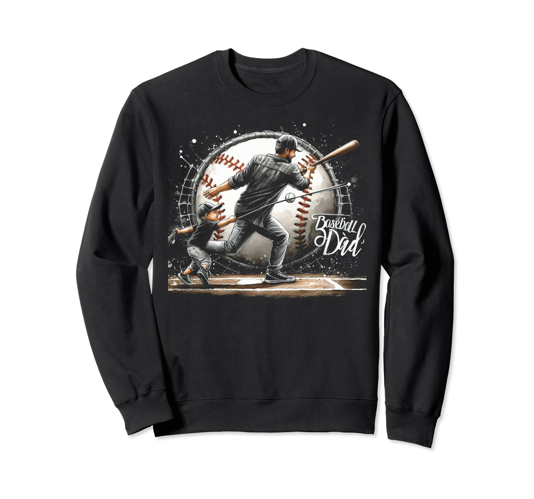 Baseball Dad Fathers Day Sweatshirt - Custom Art Print for Adults - T-Shirt, Sweatshirt, Hoodie