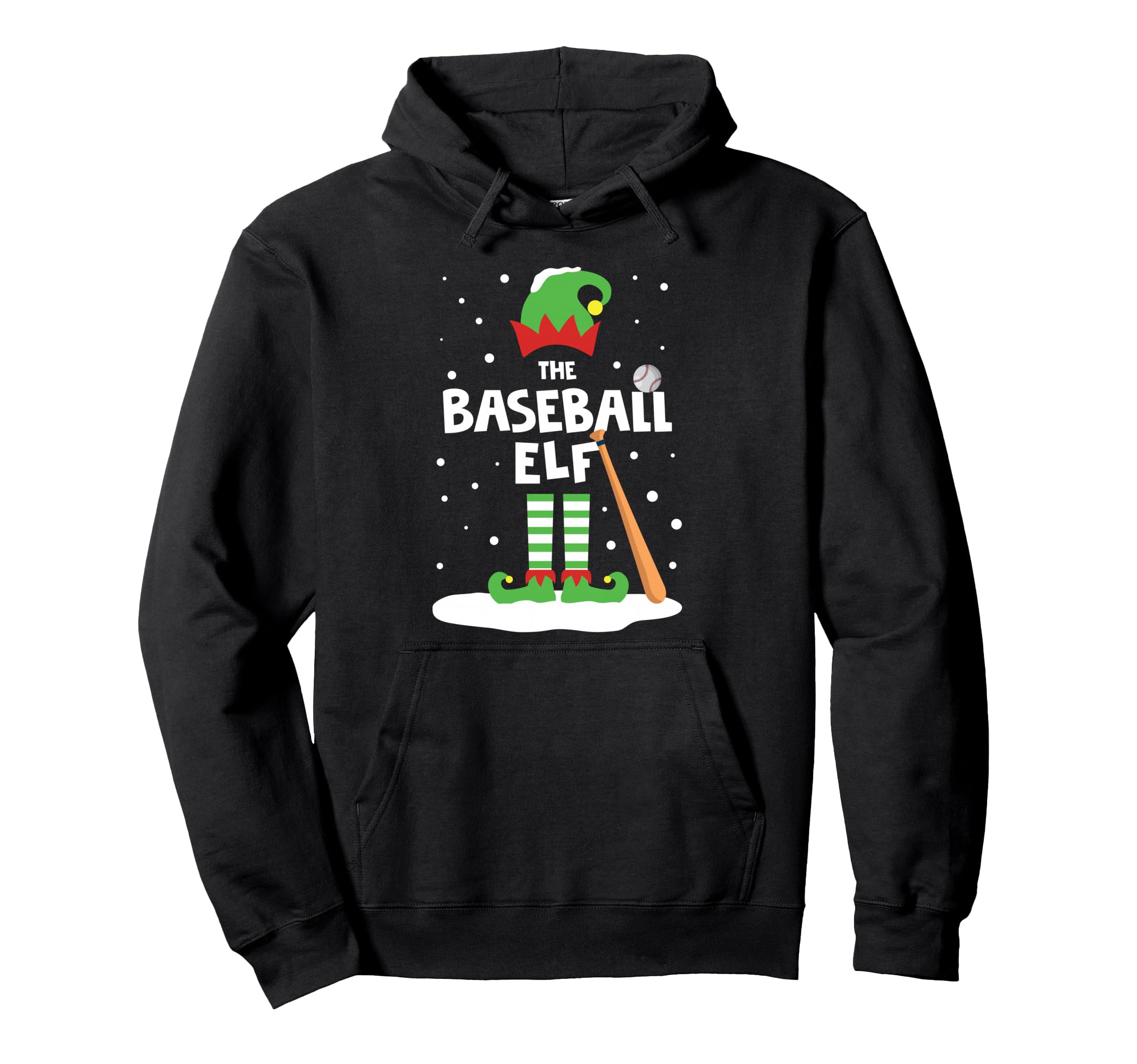 Snowy Baseball Elf Matching Hoodie - Casual Everyday Wear for Adults - T-Shirt, Sweatshirt, Hoodie