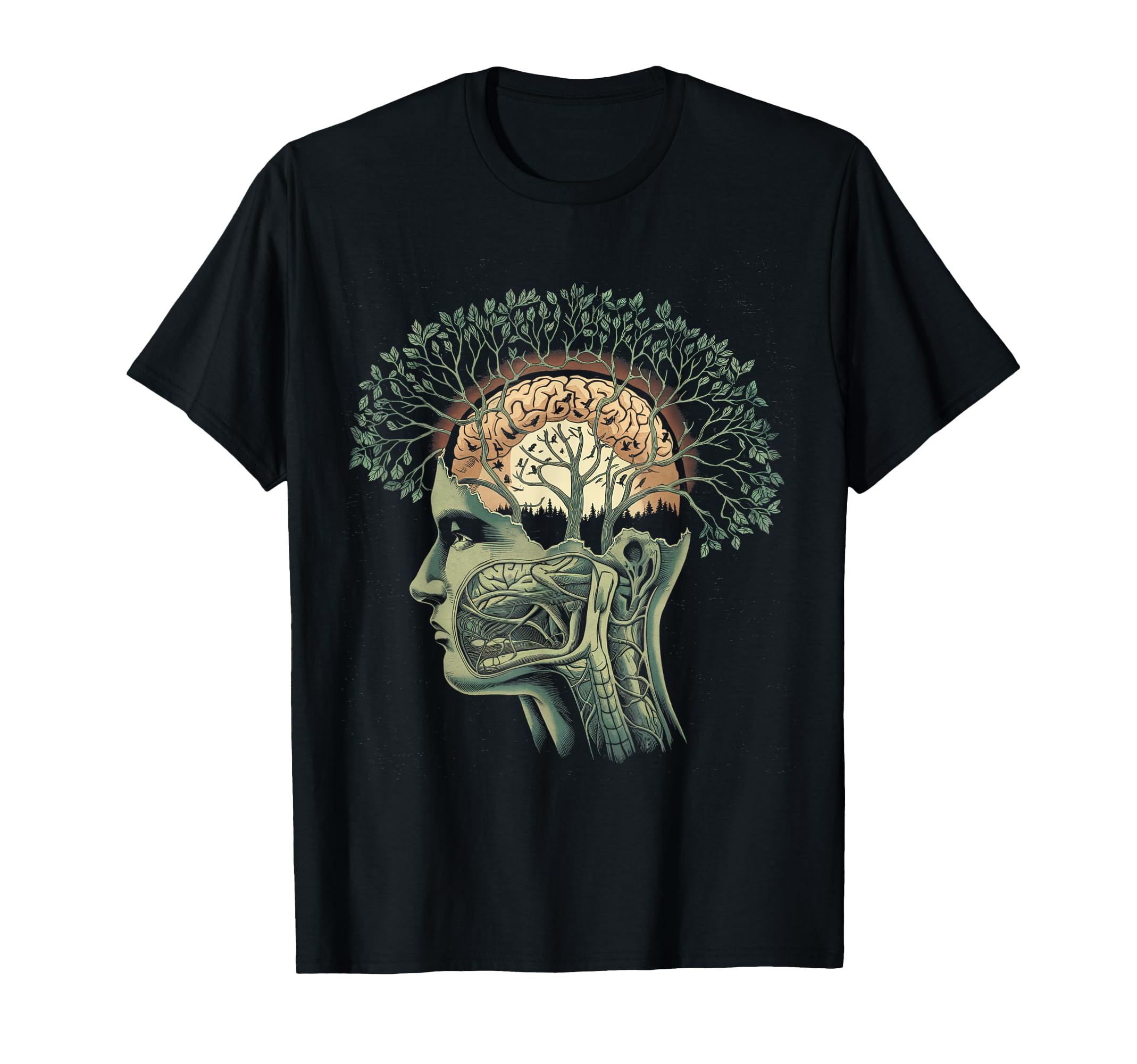 Human Tree Nature Funny Artistic Sunset T-Shirt - Aesthetic Graphic Unisex - T-Shirt, Sweatshirt, Hoodie