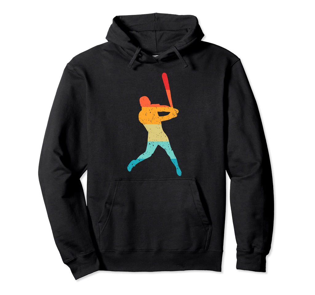 Baseball Player Silhouette Distressed Hoodie - Streetwear Style Men Women - T-Shirt, Sweatshirt, Hoodie