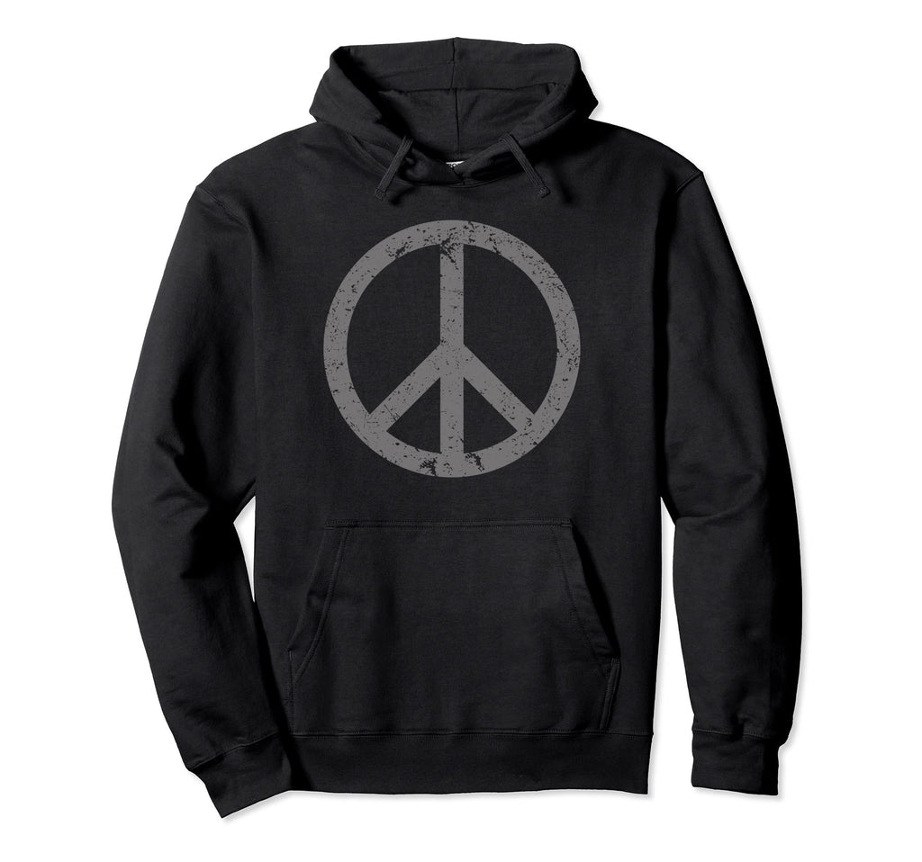 Peace Sign Distressed Hoodie - Fun Novelty Design Unisex - T-Shirt, Sweatshirt, Hoodie