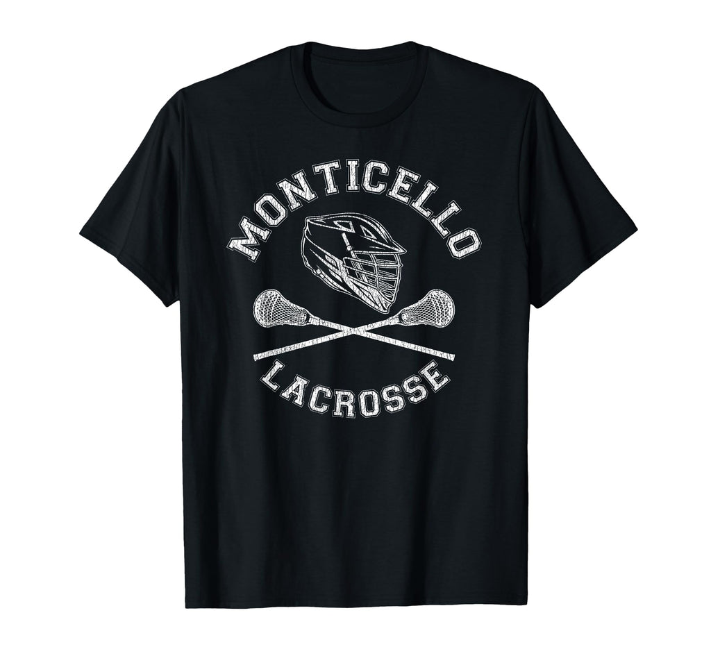 Monticello Lacrosse Distressed Lax T-Shirt - Novelty Apparel Unisex - T-Shirt, Sweatshirt, Hoodie