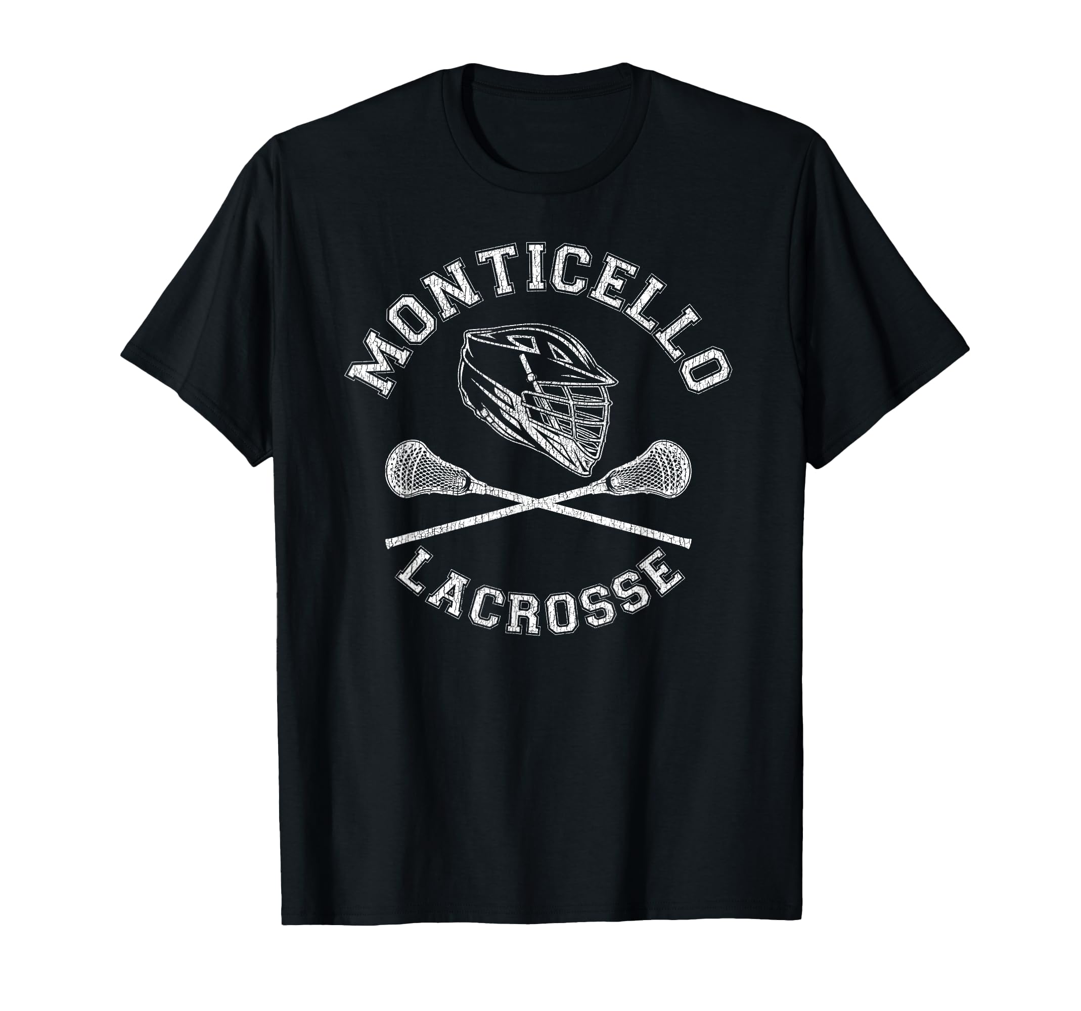 Monticello Lacrosse Distressed Lax T-Shirt - Novelty Apparel Unisex - T-Shirt, Sweatshirt, Hoodie