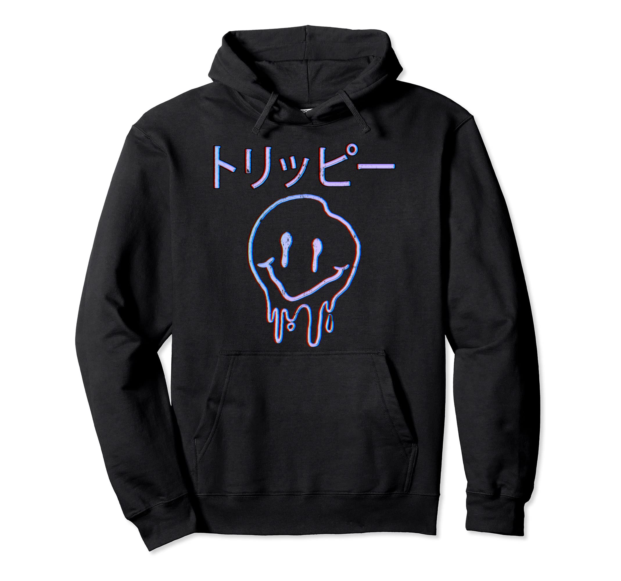 Japanese Kanji Glitch Smile Grunge Hoodie - Minimalist Print Unisex - T-Shirt, Sweatshirt, Hoodie