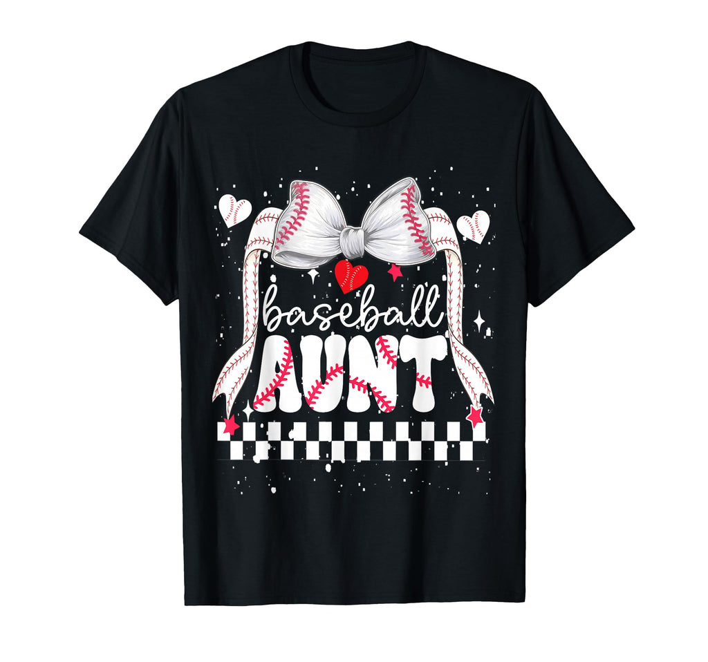 Baseball Aunt Bow Heart Auntie Pride T-Shirt - Novelty Apparel for Adults - T-Shirt, Sweatshirt, Hoodie