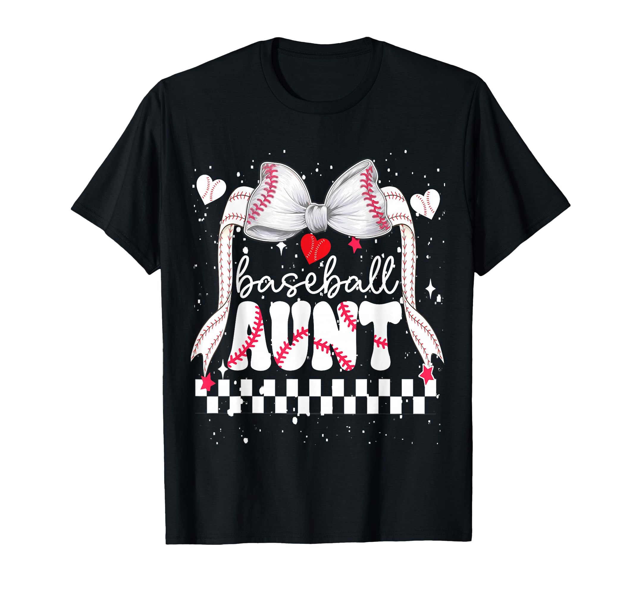 Baseball Aunt Bow Heart Auntie Pride T-Shirt - Novelty Apparel for Adults - T-Shirt, Sweatshirt, Hoodie