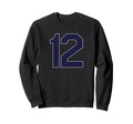 Navy Number 12 Athlete Sports Jersey Sweatshirt - Unique Graphic Unisex - T-Shirt, Sweatshirt, Hoodie