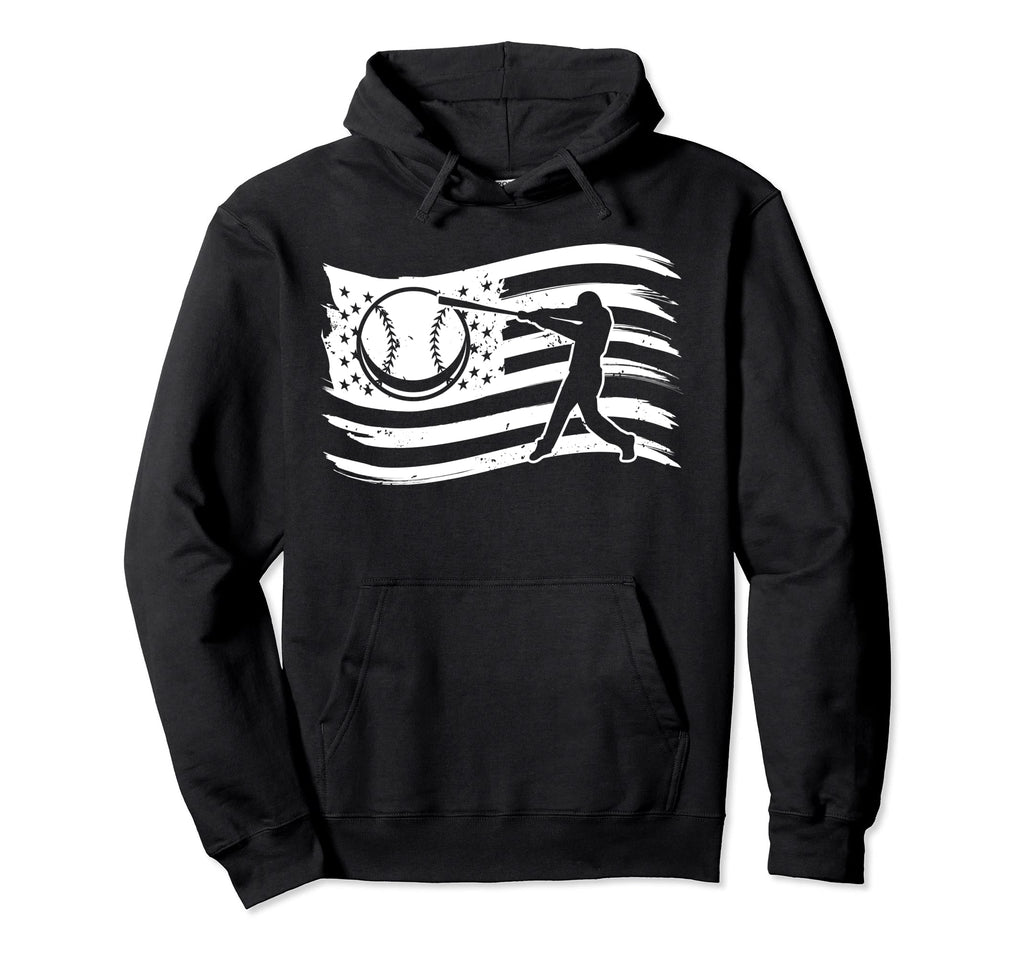 American Flag Baseball Lover Baseball Hoodie - Unique Graphic Men Women - T-Shirt, Sweatshirt, Hoodie