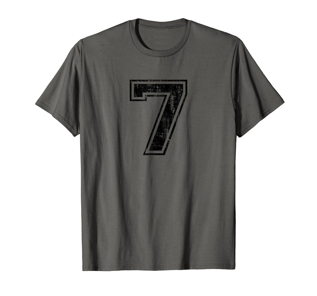 Number 7 Seven Varsity Distressed T-Shirt - Novelty Apparel for Adults - T-Shirt, Sweatshirt, Hoodie