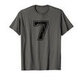 Number 7 Seven Varsity Distressed T-Shirt - Novelty Apparel for Adults - T-Shirt, Sweatshirt, Hoodie