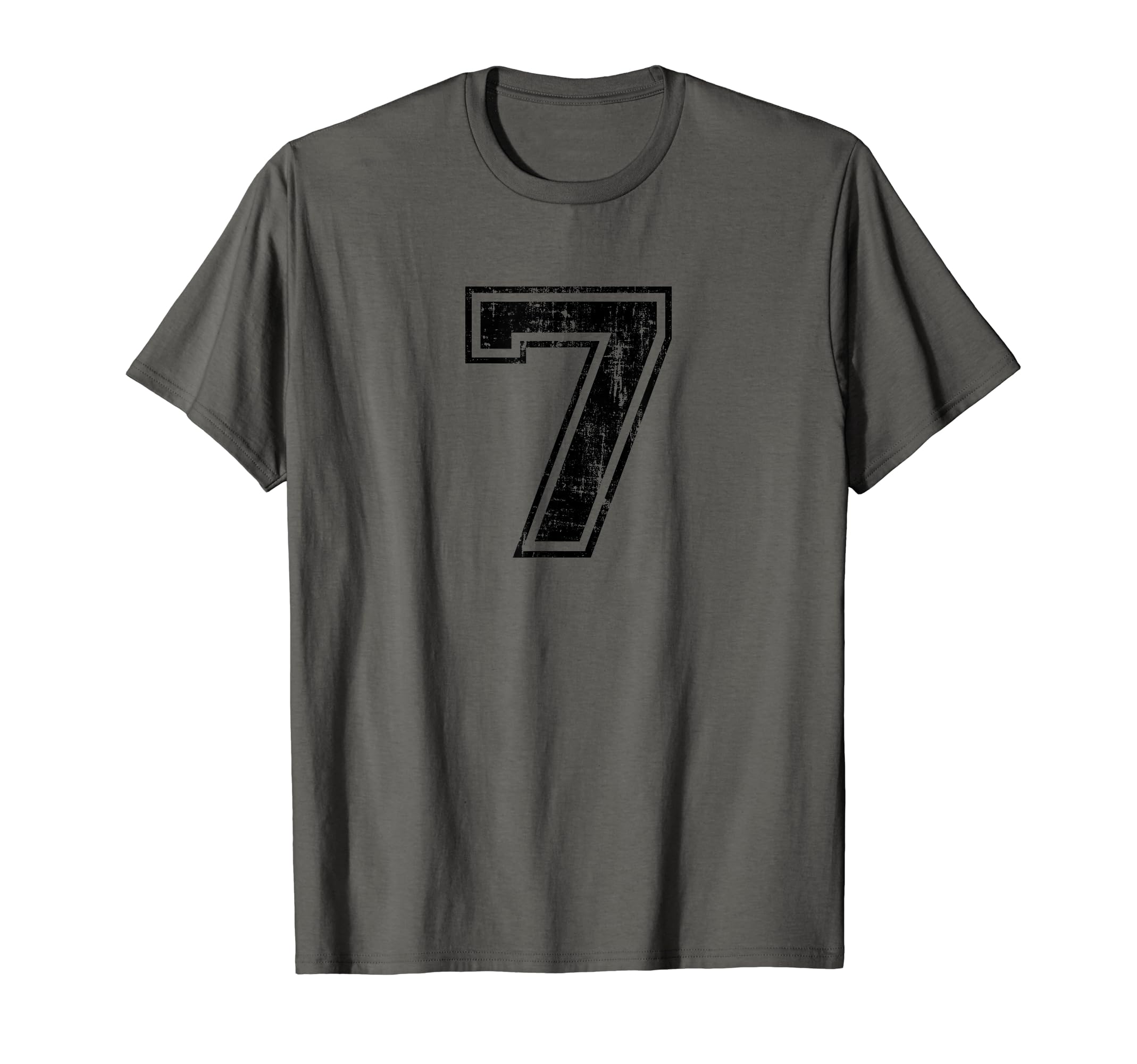 Number 7 Seven Varsity Distressed T-Shirt - Novelty Apparel for Adults - T-Shirt, Sweatshirt, Hoodie