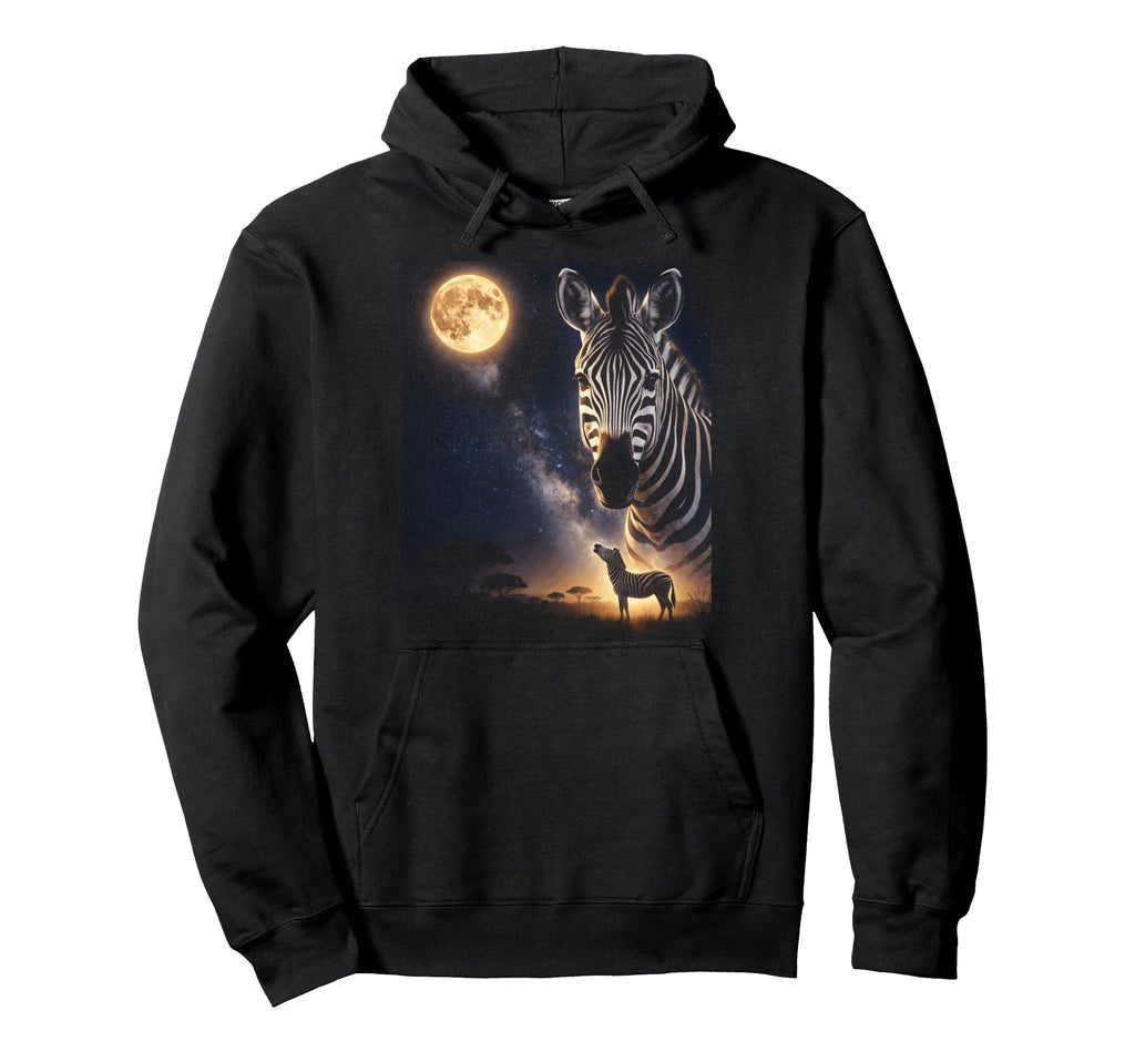 90S Zebra Howling Moon Y2K Aesthetic Hoodie - Fun Novelty Design Unisex - T-Shirt, Sweatshirt, Hoodie