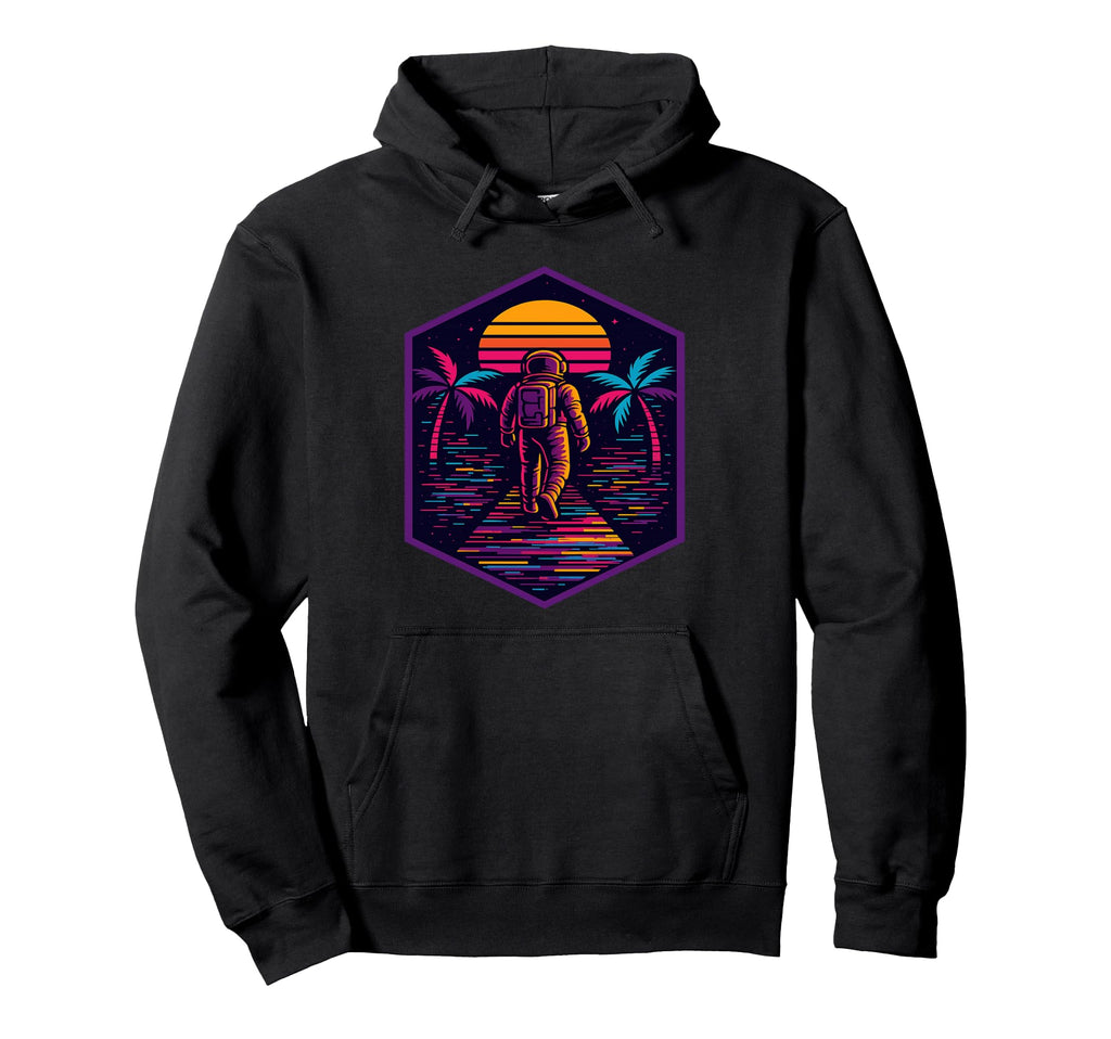 Vaporwave Astronaut Walking Into Hoodie - Aesthetic Graphic for Adults - T-Shirt, Sweatshirt, Hoodie