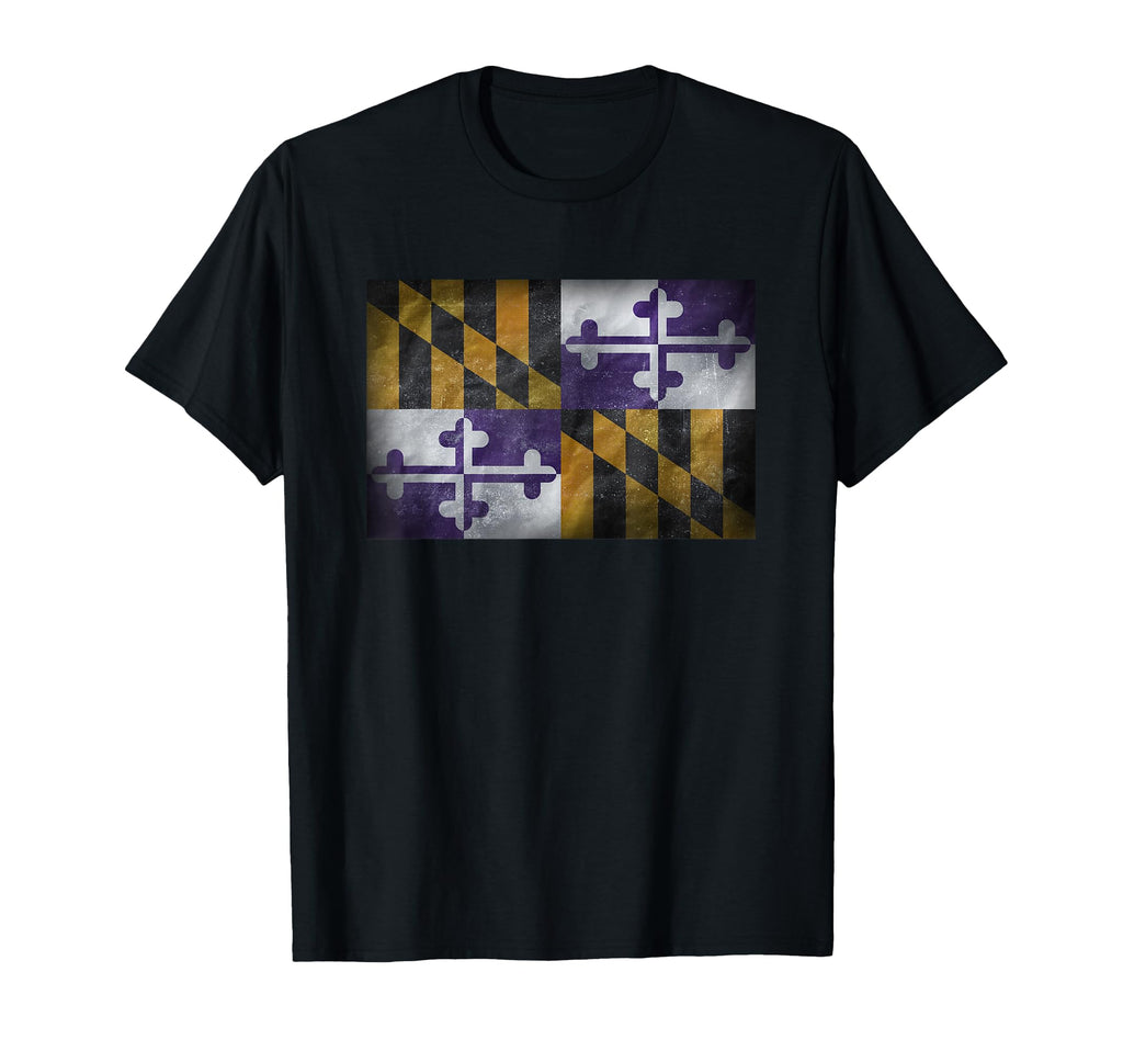 Purple Distressed Maryland Flag Gift Flag T-Shirt - Trendy Graphic Unisex - T-Shirt, Sweatshirt, Hoodie