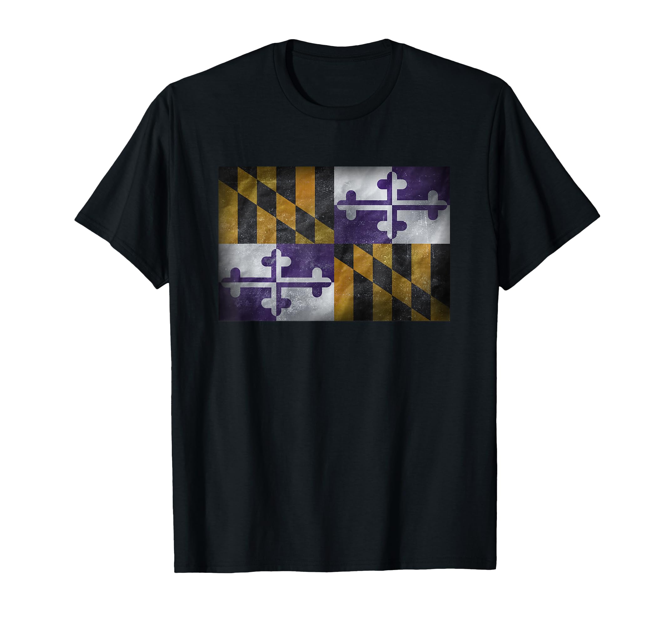 Purple Distressed Maryland Flag Gift Flag T-Shirt - Trendy Graphic Unisex - T-Shirt, Sweatshirt, Hoodie