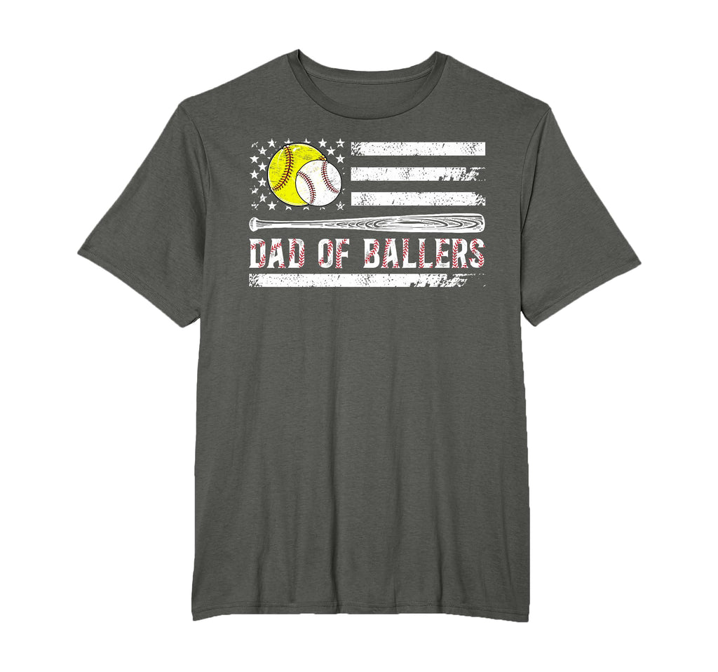 Dad Ballers Us Flag Softball T-Shirt - Aesthetic Graphic for Adults - T-Shirt, Sweatshirt, Hoodie