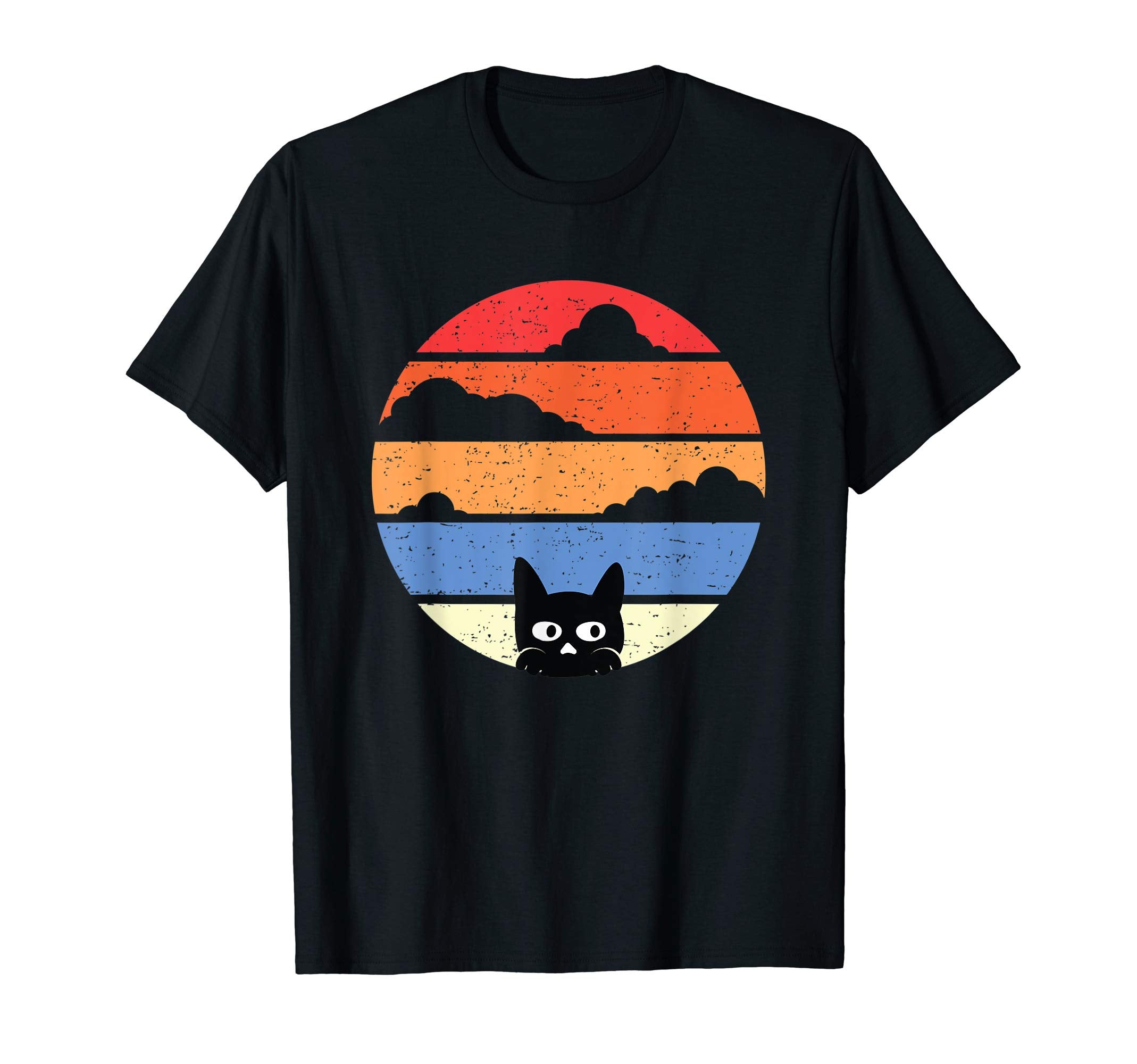 Peeping Black Cat Sunset T-Shirt - Graphic Print for Adults - T-Shirt, Sweatshirt, Hoodie