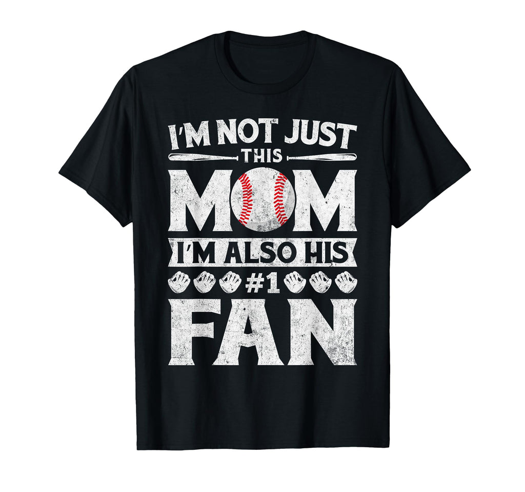 Baseball Fan Mom His Fan Distressed T-Shirt - Trendy Graphic Men Women - T-Shirt, Sweatshirt, Hoodie