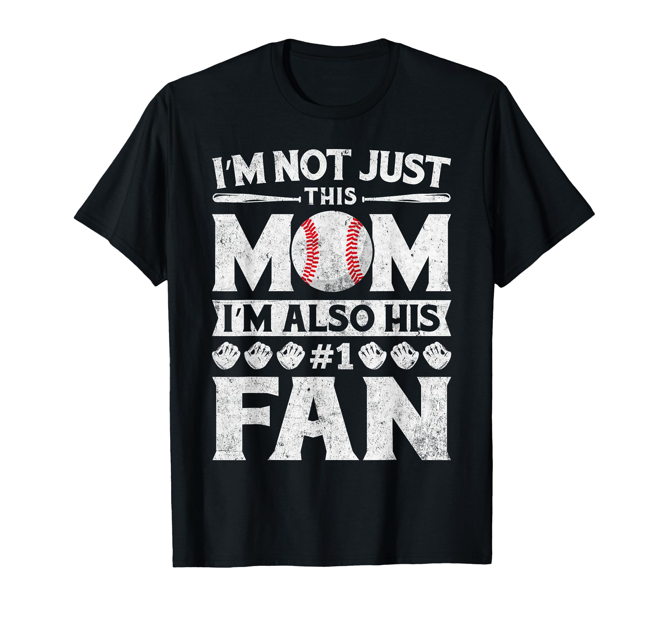 Baseball Fan Mom His Fan Distressed T-Shirt - Trendy Graphic Men Women - T-Shirt, Sweatshirt, Hoodie