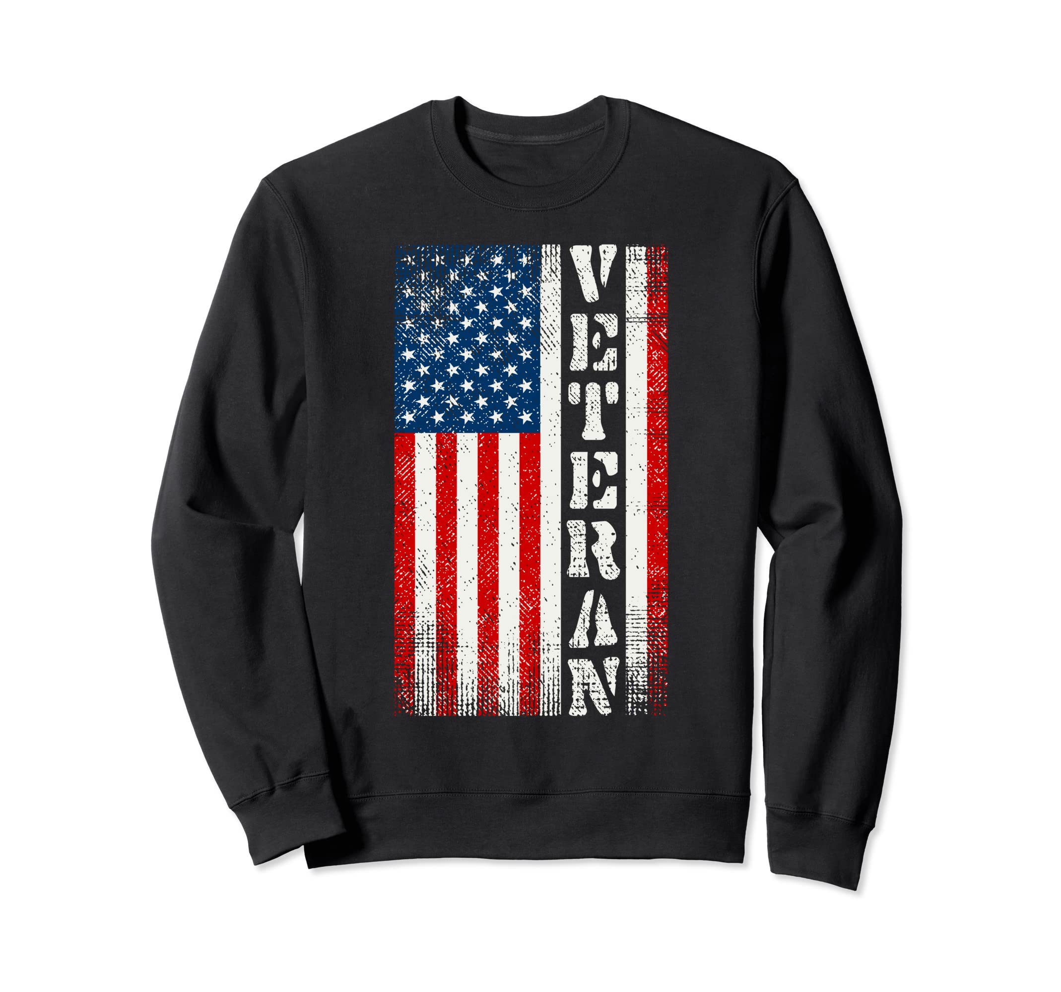 Distressed Veteran American Flag Sweatshirt - Graphic Print Men Women - T-Shirt, Sweatshirt, Hoodie