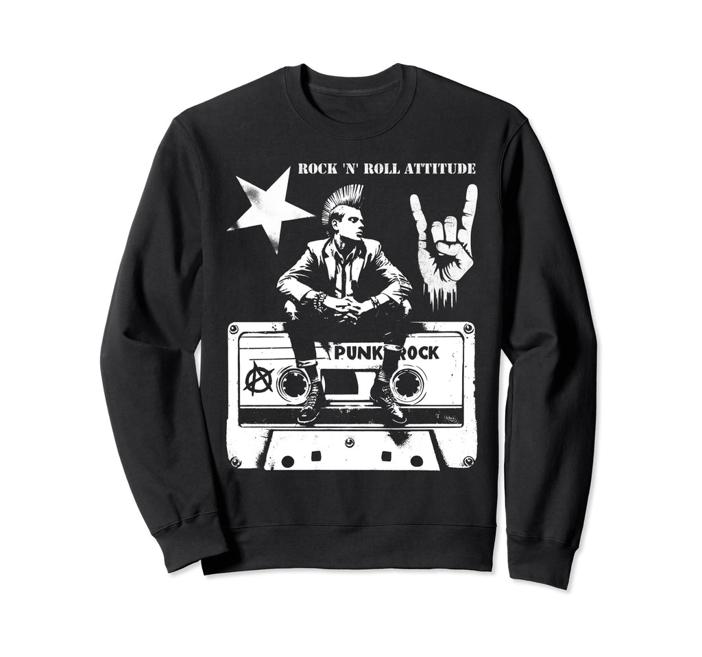 Hand Horns Punk Rock Music Cassette Sweatshirt - Novelty Apparel Men Women - T-Shirt, Sweatshirt, Hoodie