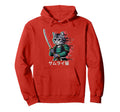 Japanese Vaporwave Samurai Cat Hoodie - Custom Art Print for Adults - T-Shirt, Sweatshirt, Hoodie