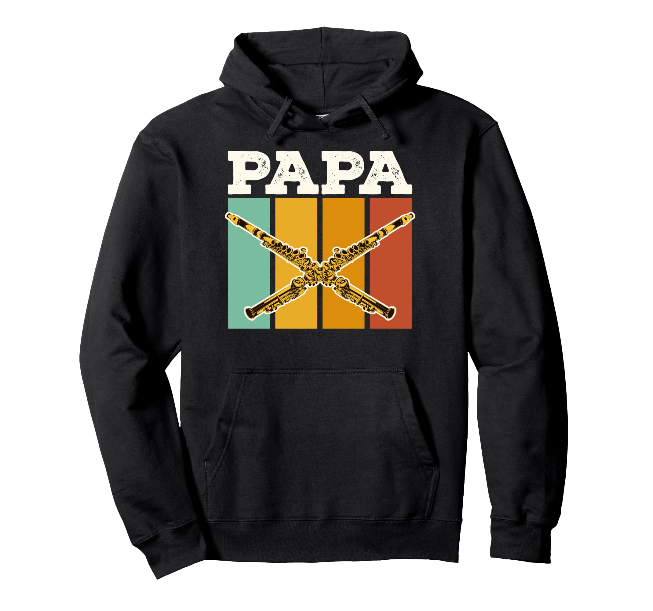 70S Fathers Day Flutist Papa Hoodie - Aesthetic Graphic Men Women - T-Shirt, Sweatshirt, Hoodie