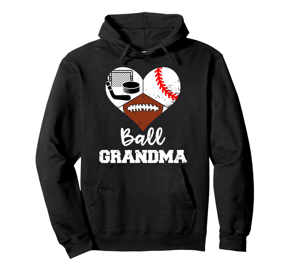 Ball Grandma Heart Funny Football Hoodie - Casual Everyday Wear Unisex - T-Shirt, Sweatshirt, Hoodie