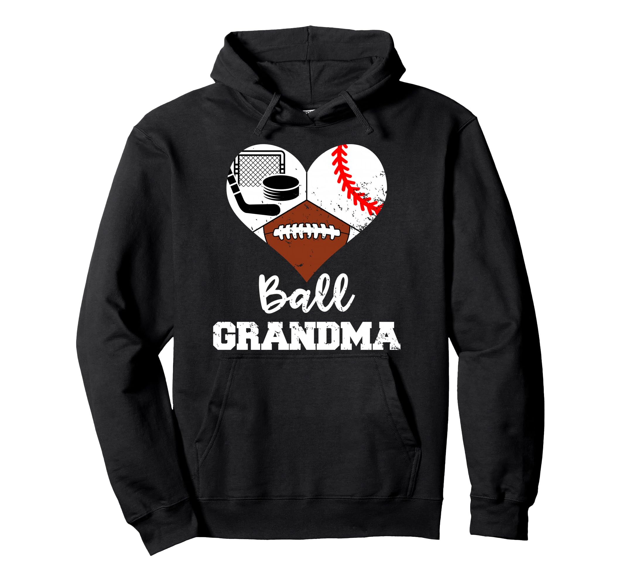 Ball Grandma Heart Funny Football Hoodie - Casual Everyday Wear Unisex - T-Shirt, Sweatshirt, Hoodie