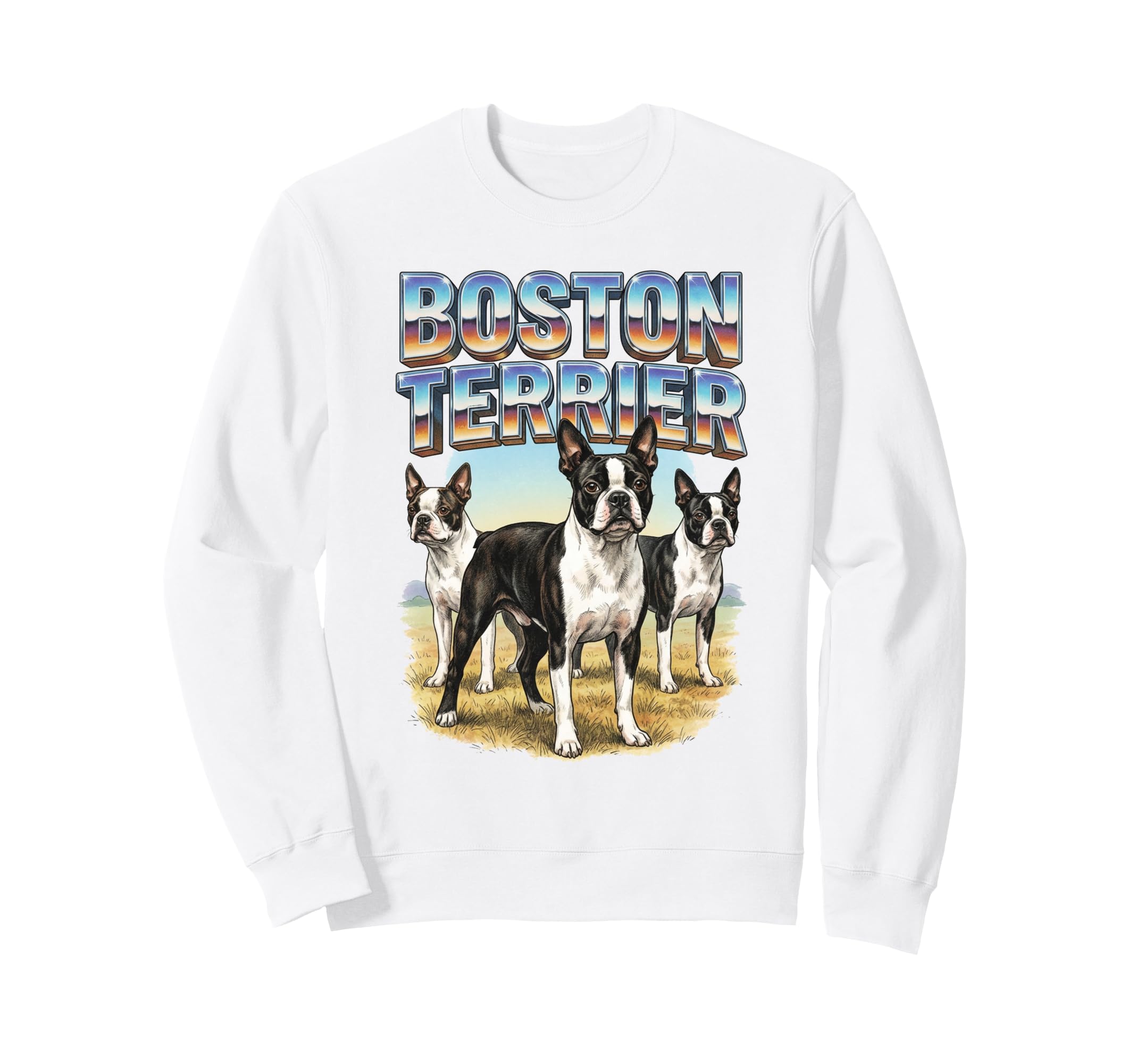 Boston Terrier 90S Dog Lover 80S Boston Sweatshirt - Trendy Graphic Unisex - T-Shirt, Sweatshirt, Hoodie