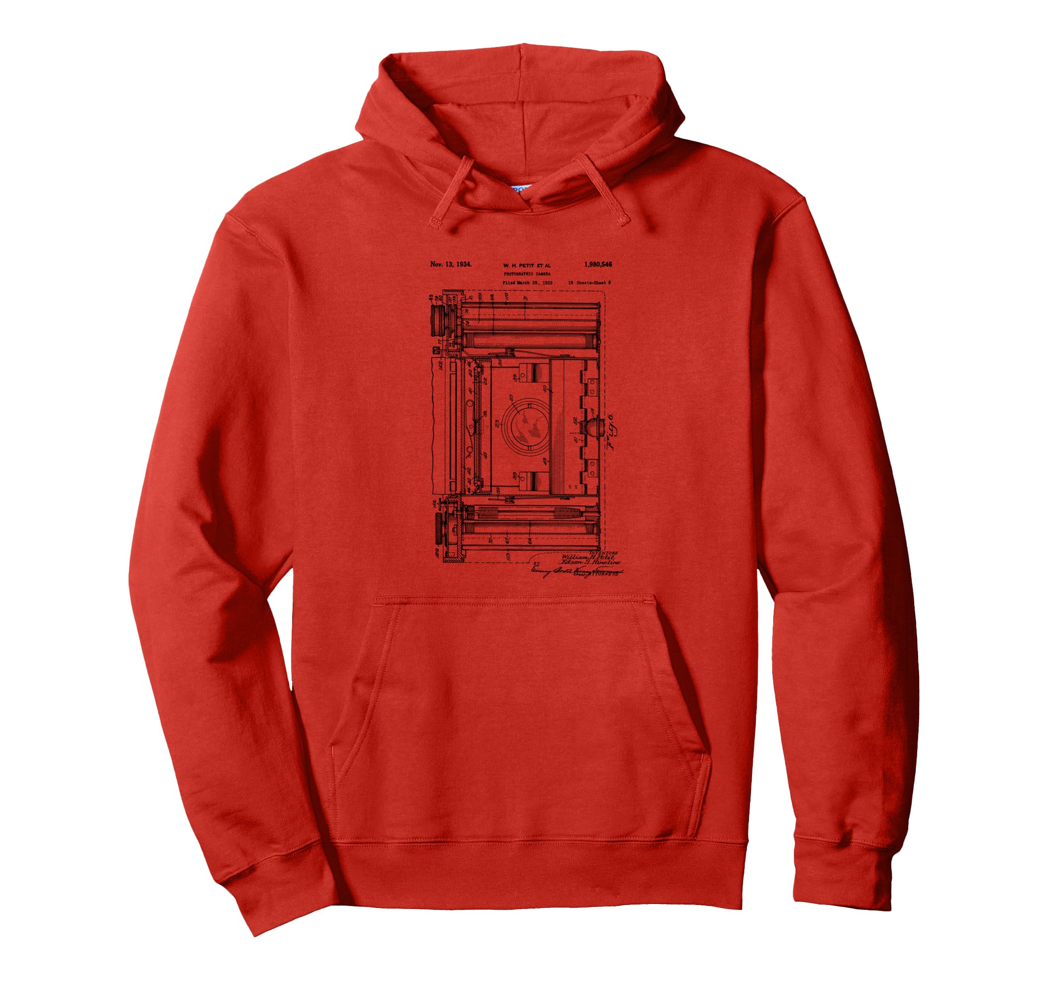 Camera Photographic Patent 1934 Hoodie - Fun Novelty Design for Adults - T-Shirt, Sweatshirt, Hoodie