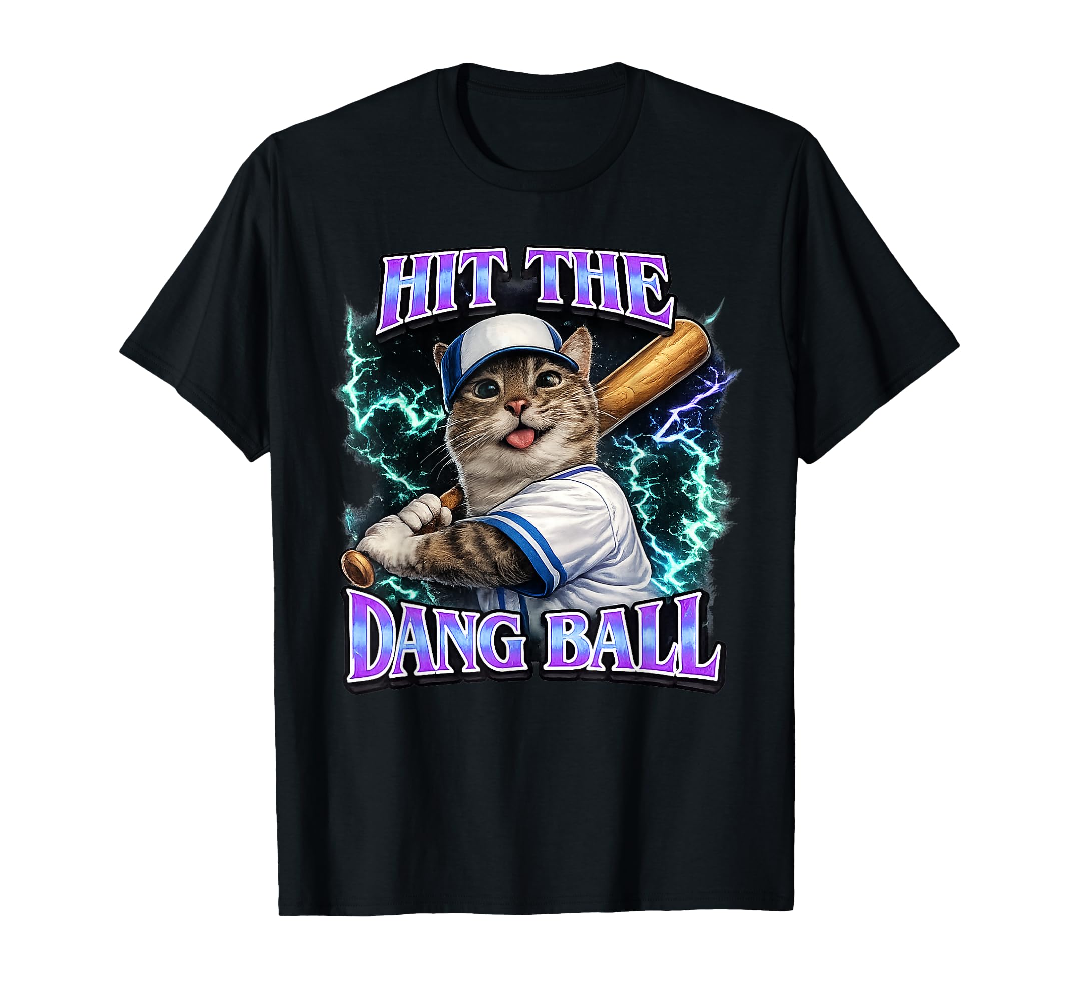 Funny Game Day Baseball Cat Mom Hit T-Shirt - Custom Art Print Men Women - T-Shirt, Sweatshirt, Hoodie
