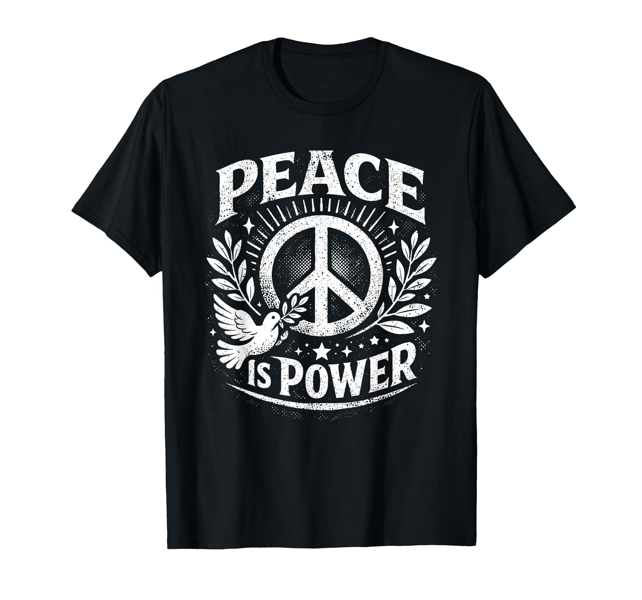 Peace Is Power Dove Laurel Peace T-Shirt - Custom Art Print for Adults - T-Shirt, Sweatshirt, Hoodie