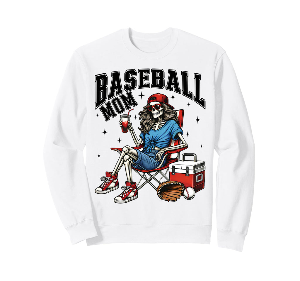 Baseball Mom Skeleton Mama Baseball Sweatshirt - Novelty Apparel Unisex - T-Shirt, Sweatshirt, Hoodie