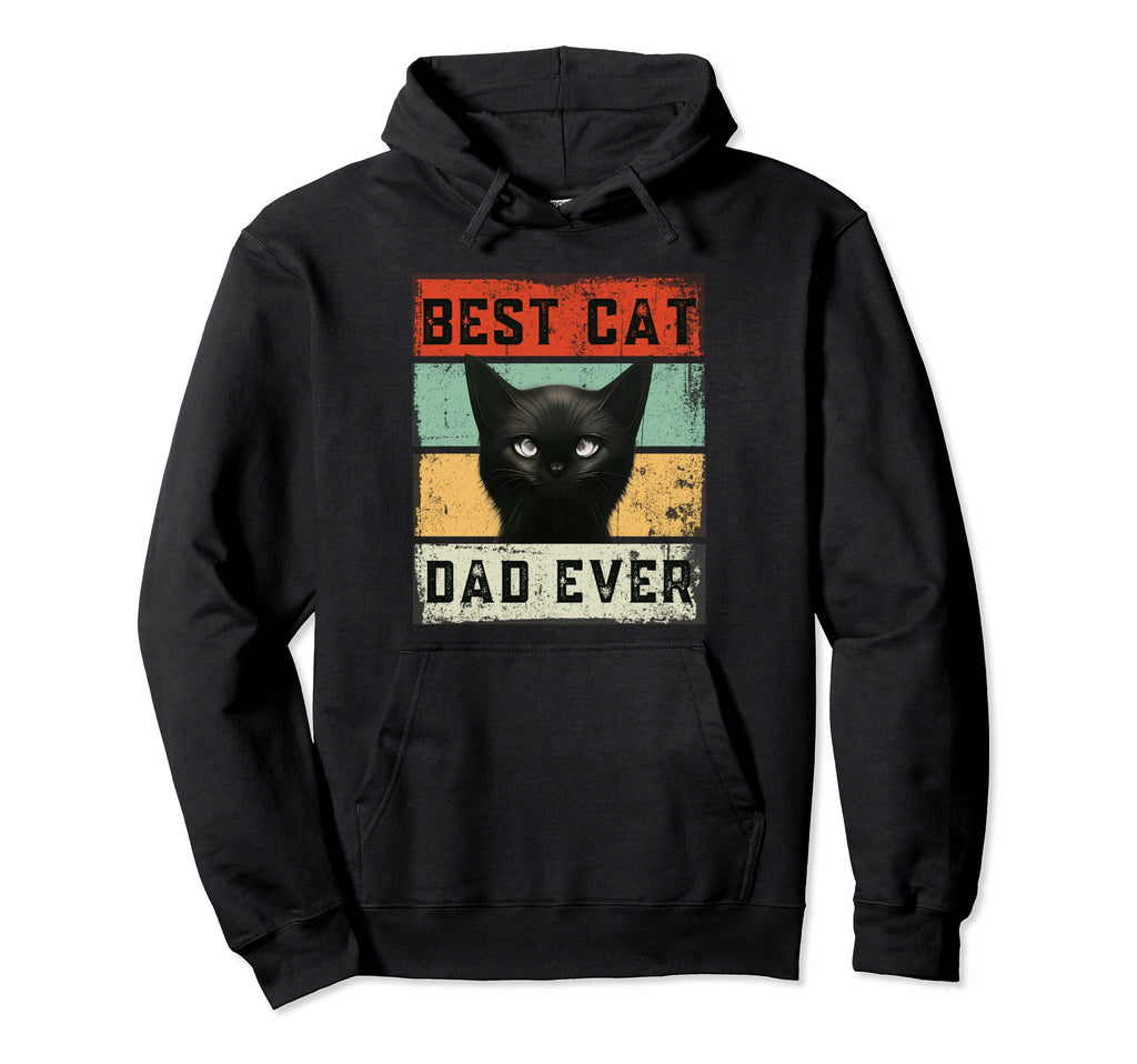 Best Cat Dad Ever Funny Distressed Hoodie - Aesthetic Graphic Unisex - T-Shirt, Sweatshirt, Hoodie