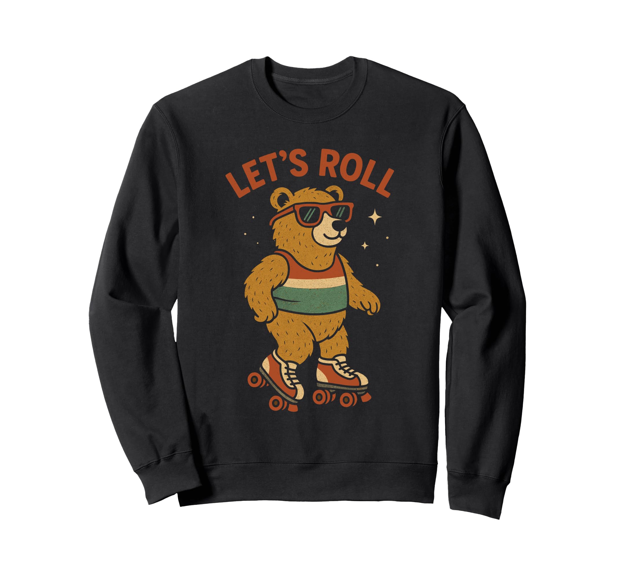 Bear Roller Skates Lets Roll Comic Sweatshirt - Custom Art Print Men Women - T-Shirt, Sweatshirt, Hoodie