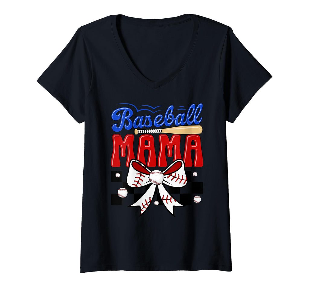 Baseball Mama Bat Bow Ball Gift Mother Hoodie - Unique Graphic Men Women - T-Shirt, Sweatshirt, Hoodie
