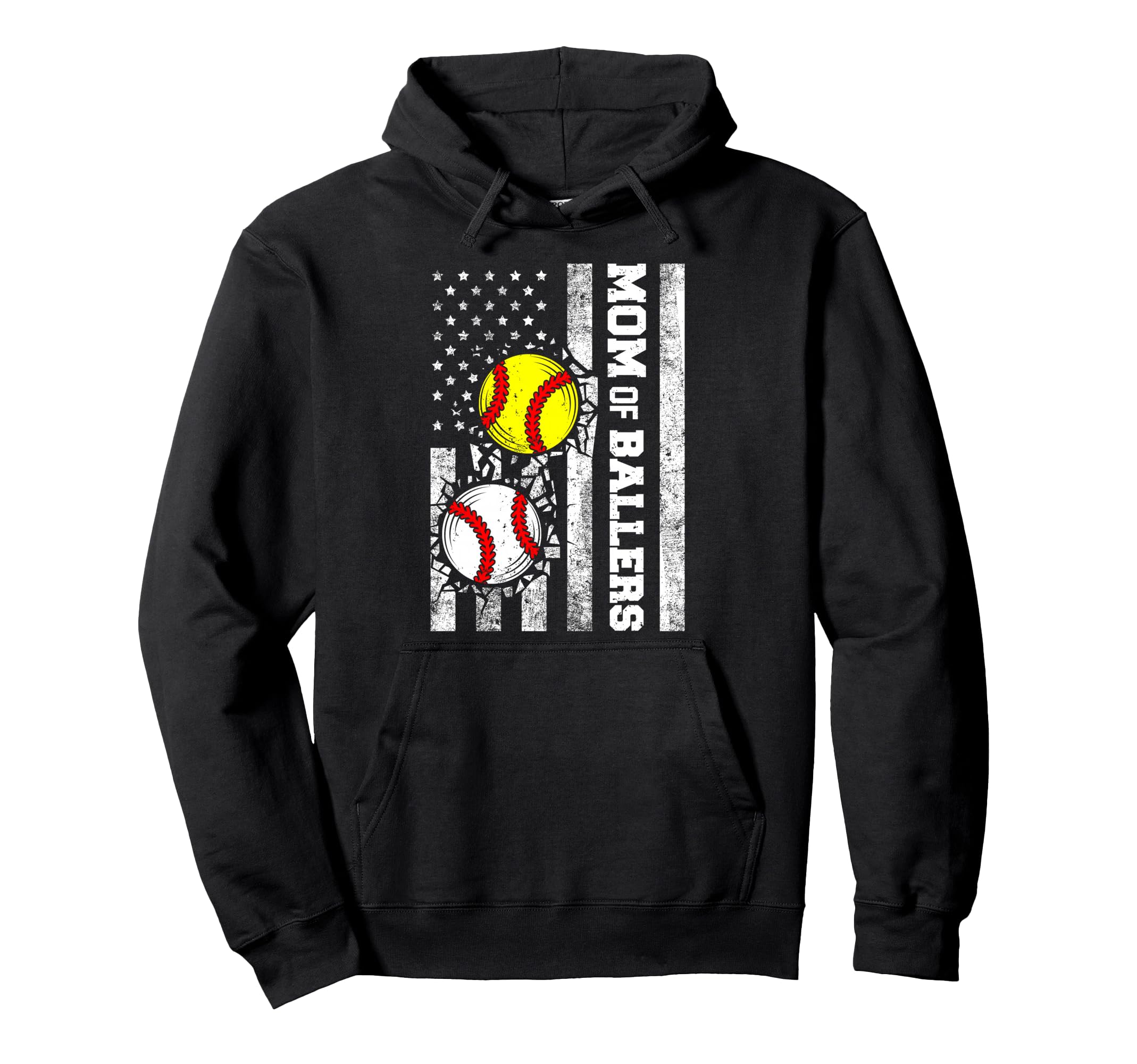 Mom Ballers Funny Usa Flag Baseball Hoodie - Streetwear Style Men Women - T-Shirt, Sweatshirt, Hoodie